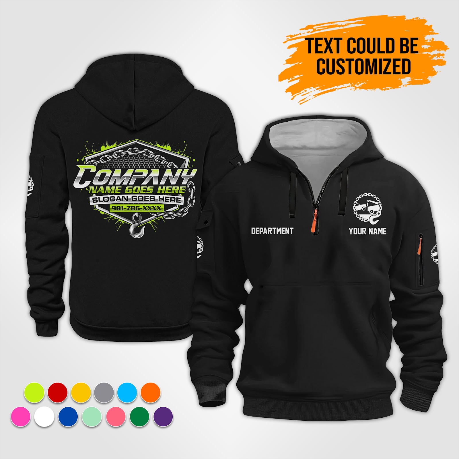 Custom Tow Truck 3D Quarter Zip Hoodie
