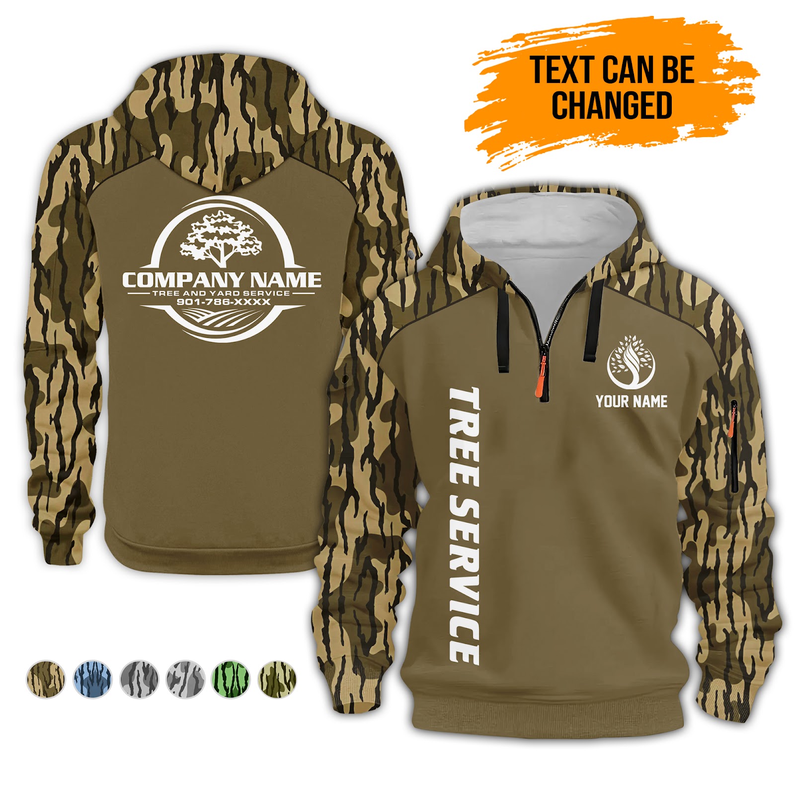 Custom Tree Service 3D Quarter Zip Camo Hoodie - photo 7
