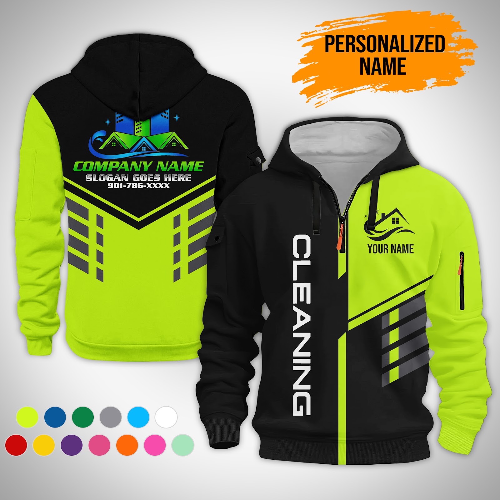 Custom Cleaning Service 3D Quarter Zip Hoodie