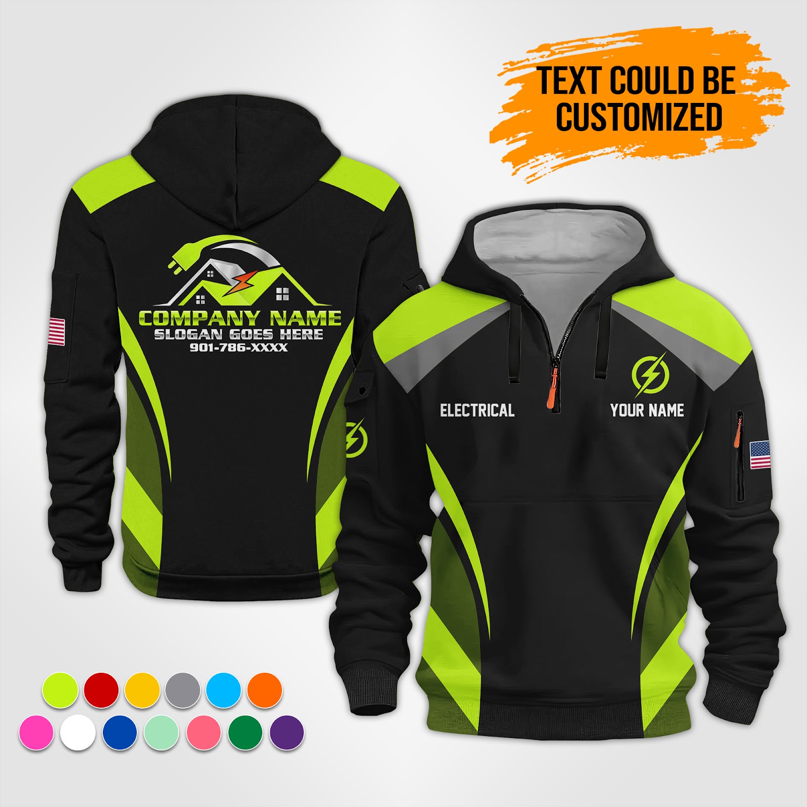 Custom Electrical Quarter Zip Hoodie