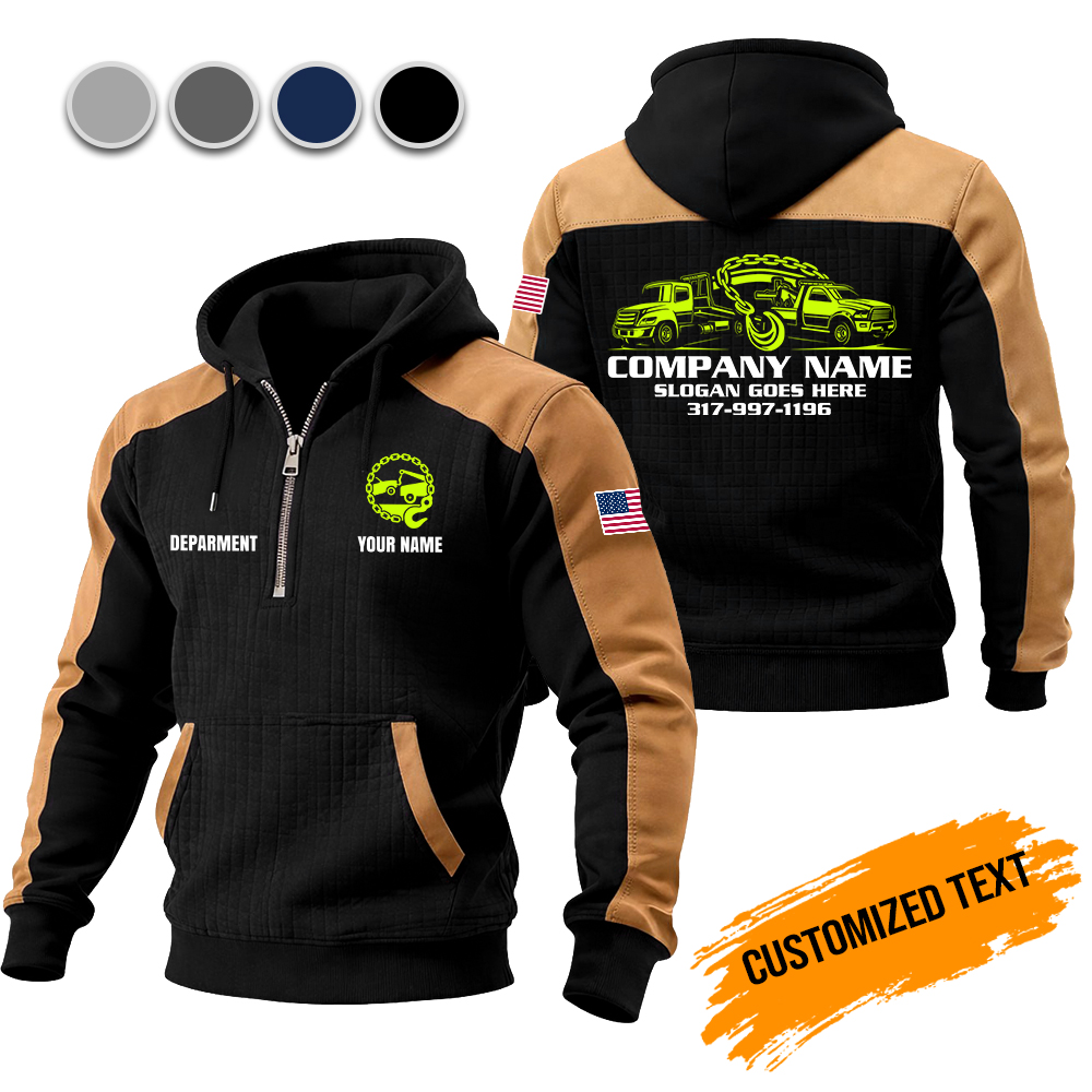 Custom Towing Truck Checkered Zipper Hoodie - photo 2