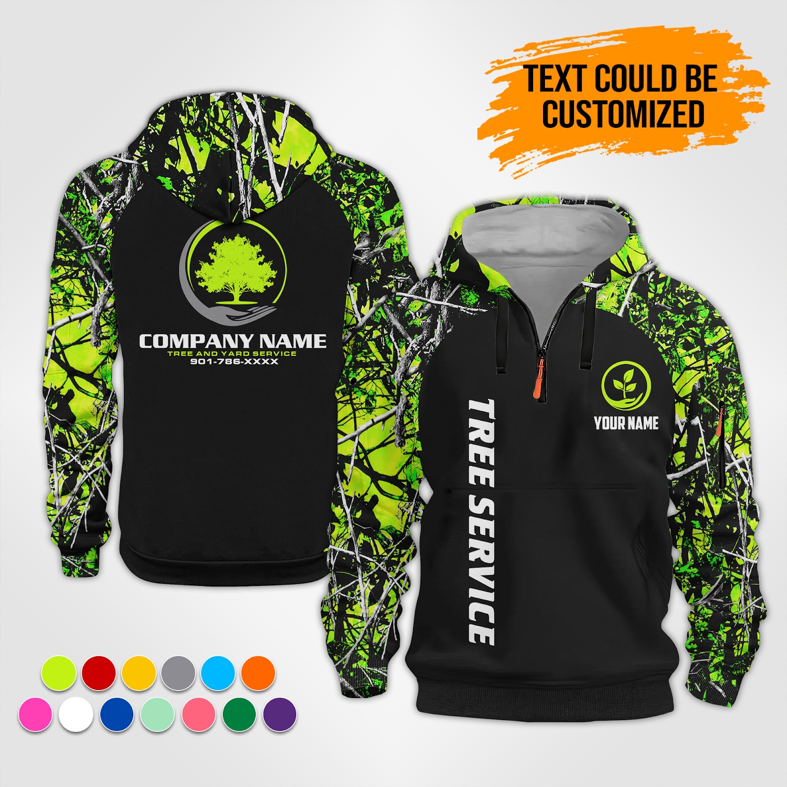 Custom Tree Service Quarter Zip Hoodie