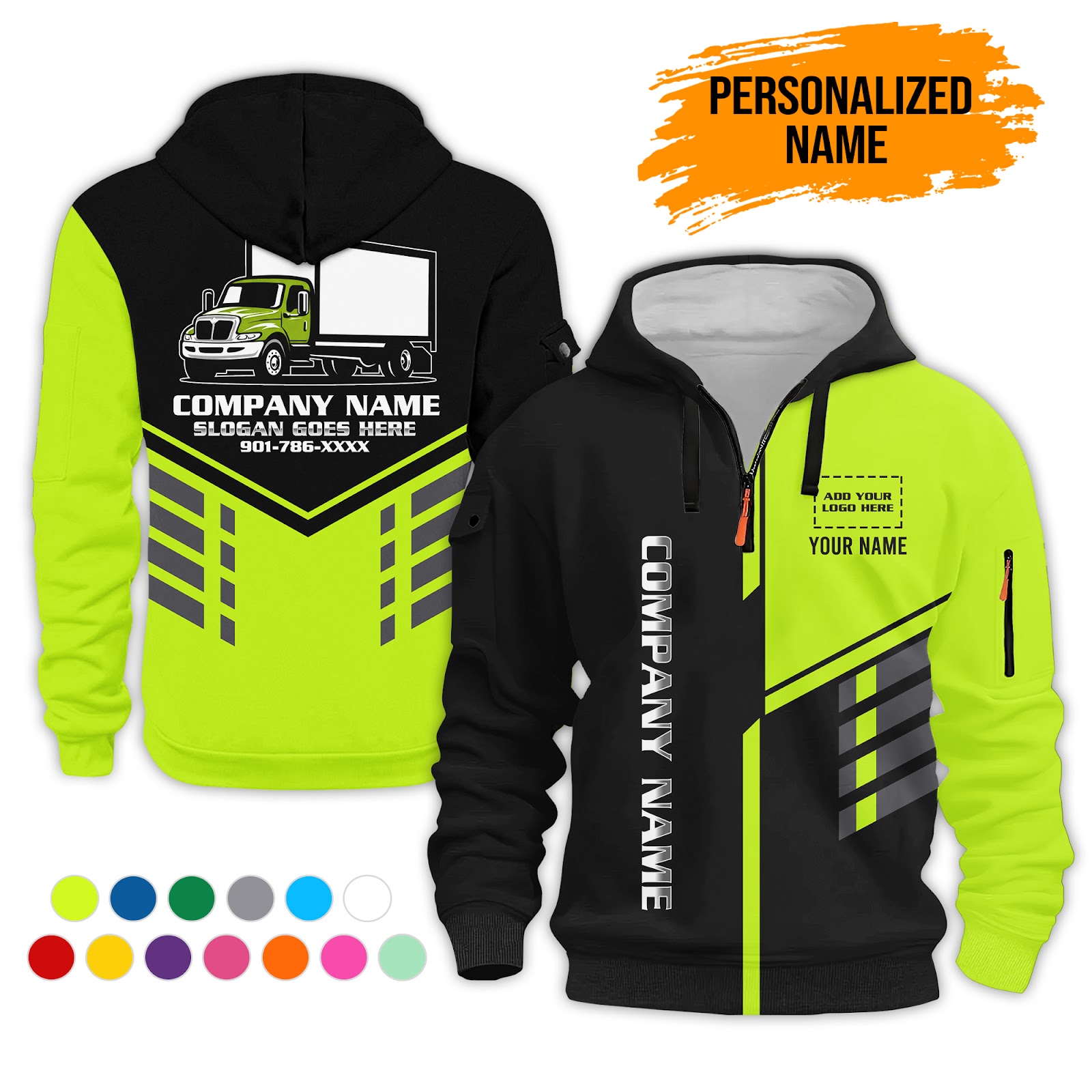 Custom Box Truck 3D Printed Quarter Zip Hoodie