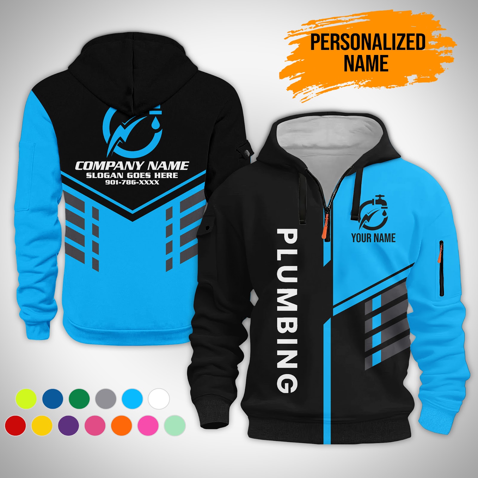 Custom Plumbing 3D Quarter Zip Hoodie - photo 5