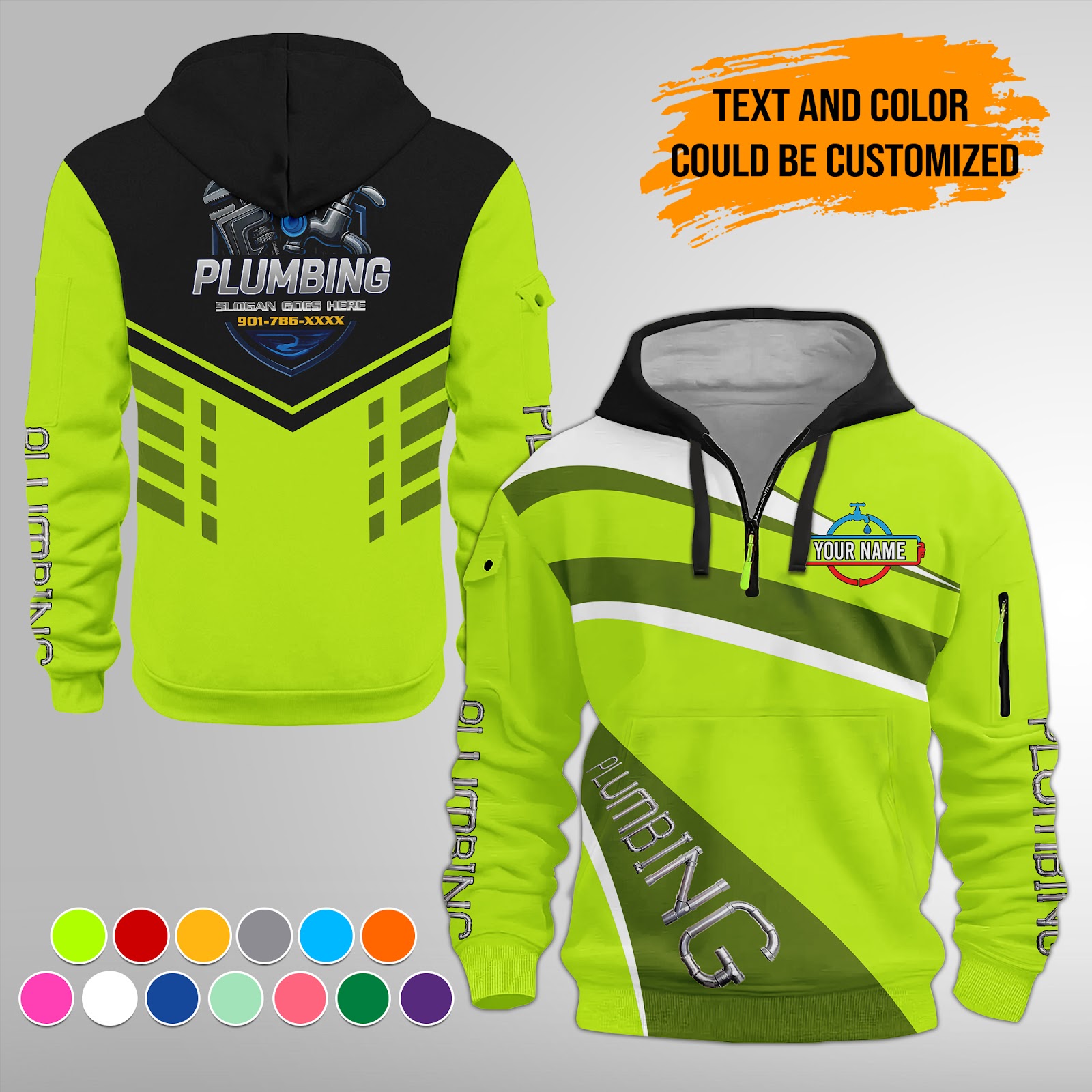 Custom Plumbing 3D Quarter Zip Hoodie