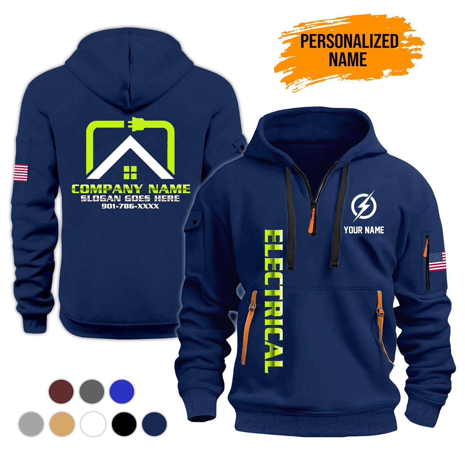 Custom Electrical Quarter Zip Hoodie