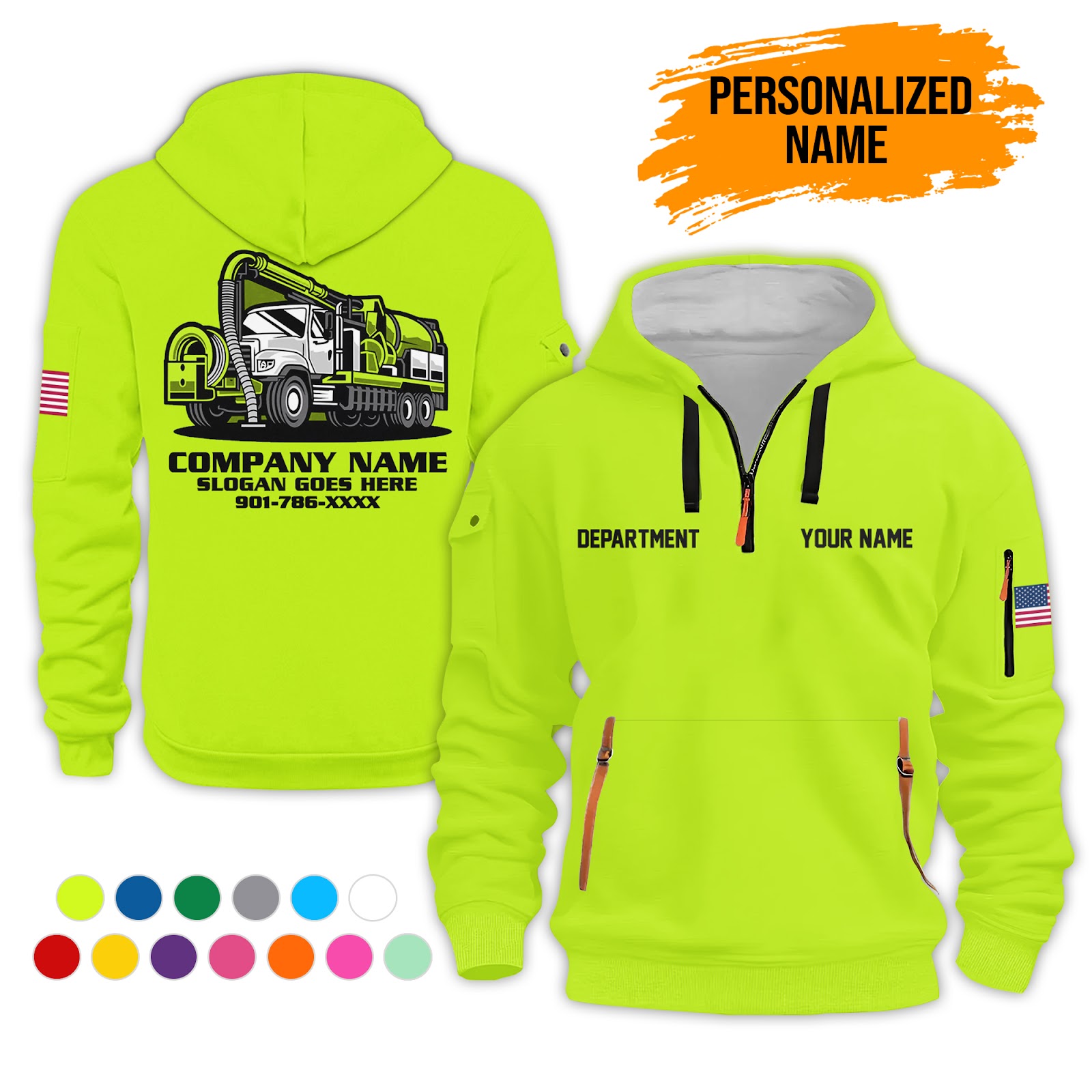 Custom Vacuum Truck 3D Printed Quarter Zip Hoodie
