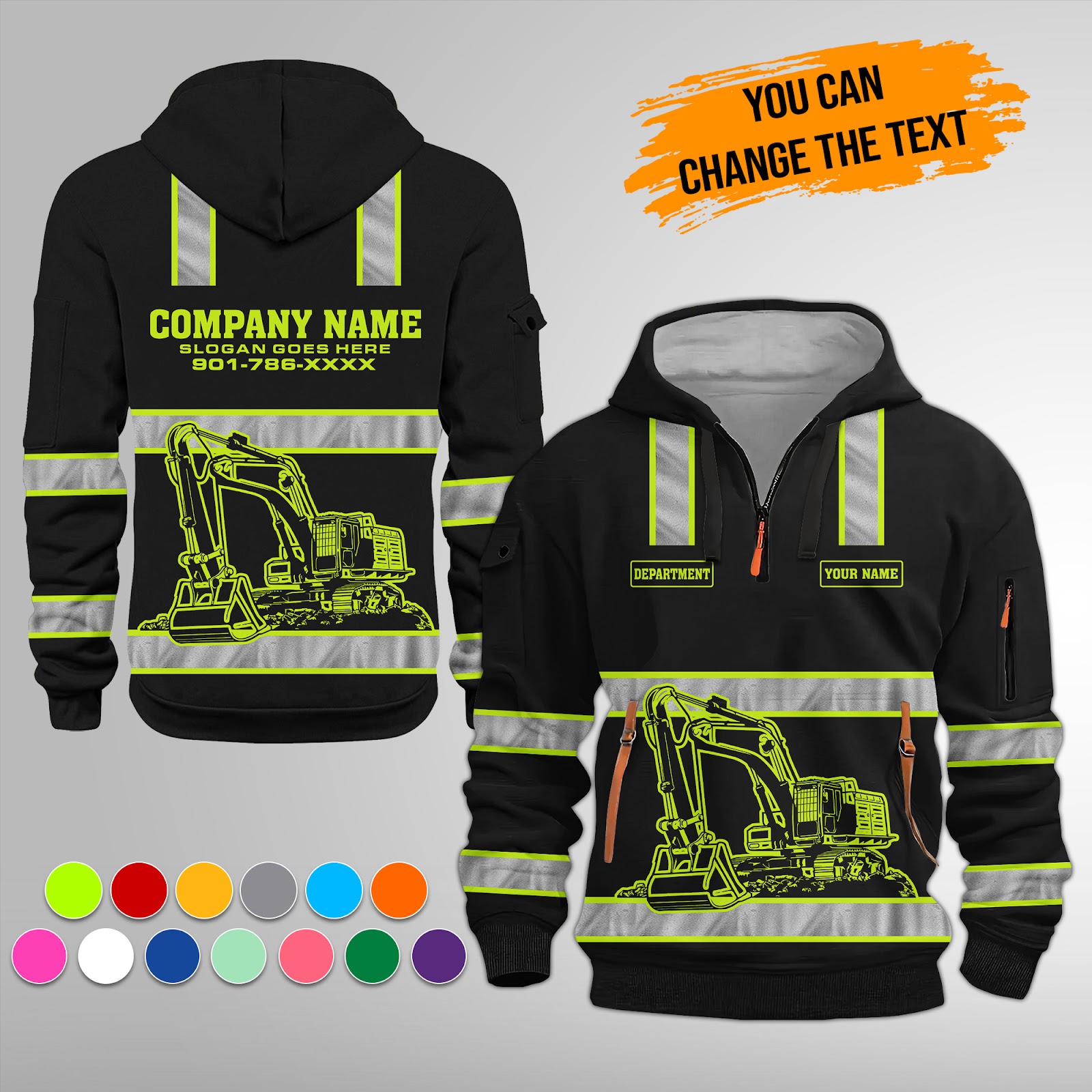 Custom Love Excavator 3D Printed Quarter Zip