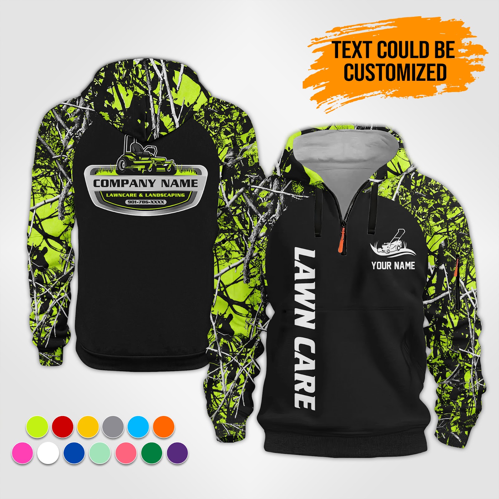 Custom Tree Service Quarter Zip Hoodie