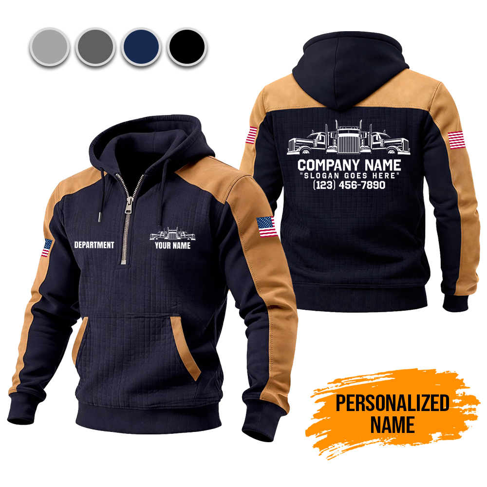 Custom Semi Truck Uniform Checkered Zipper Hoodie