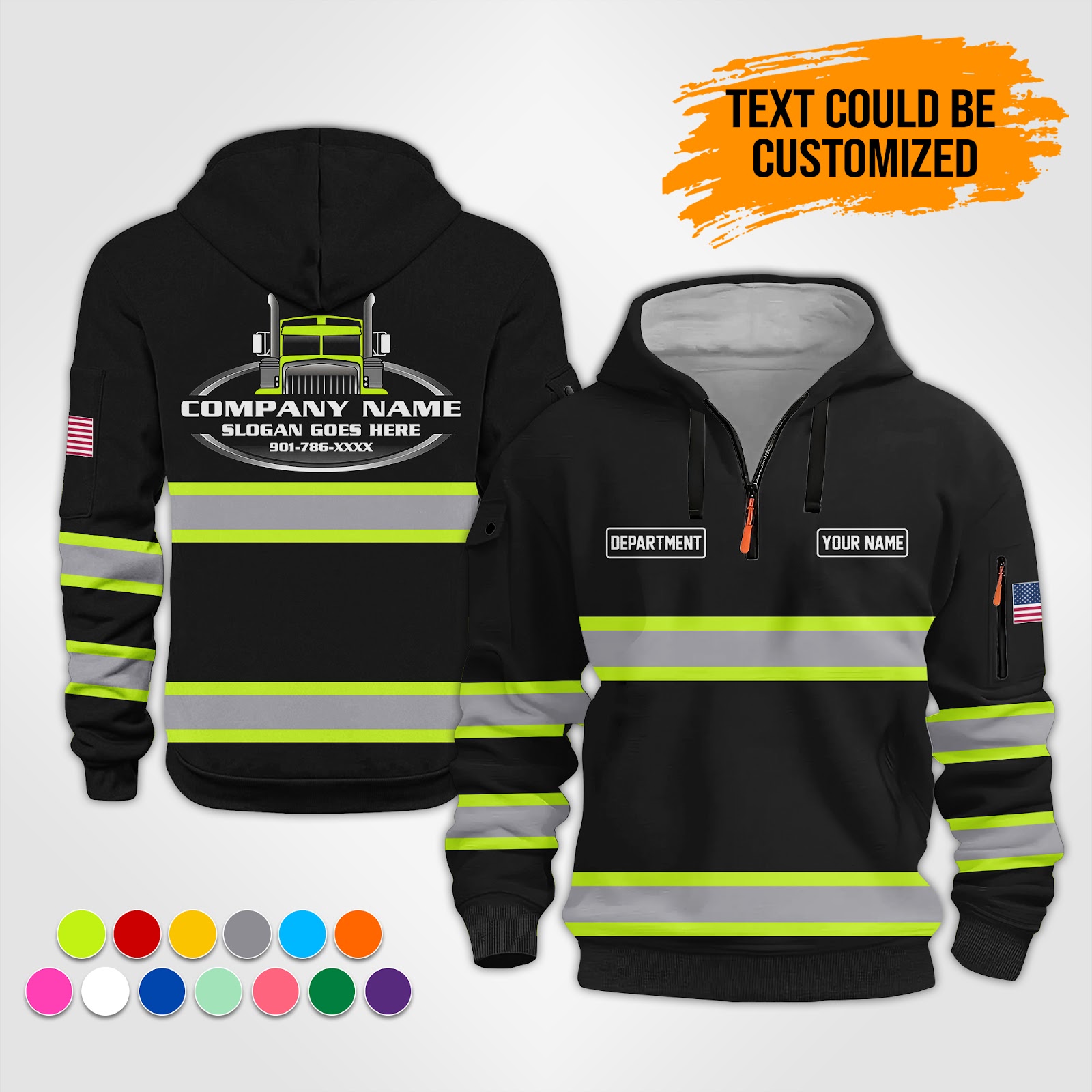 Custom Trucking 3D Printed Quarter Zip Hoodie