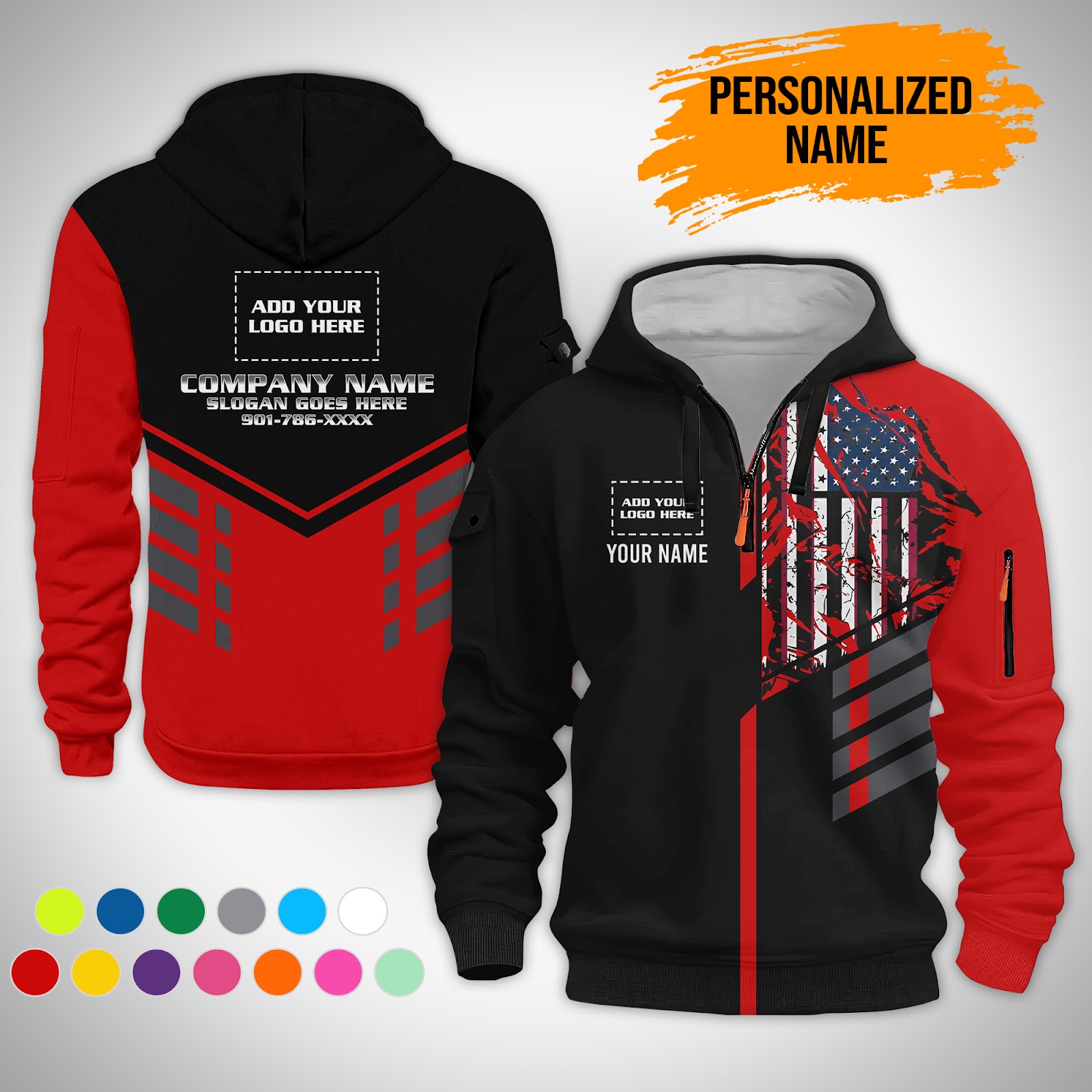 Custom Uniform 3D Quarter Zip Hoodie - photo 2