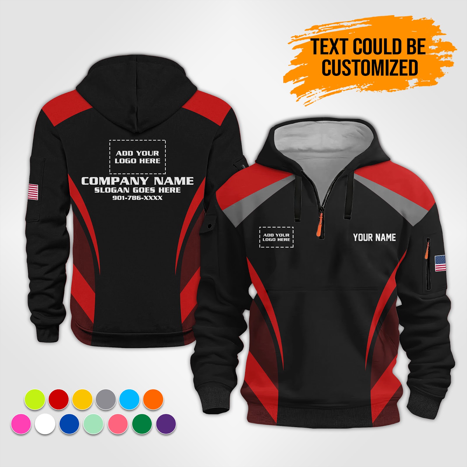 6058345-personalized-name-and-color-uniform-3d-quarter-zip-hoodie-op842-2.jpg Custom Uniform 3D Quarter Zip Hoodie - photo 2