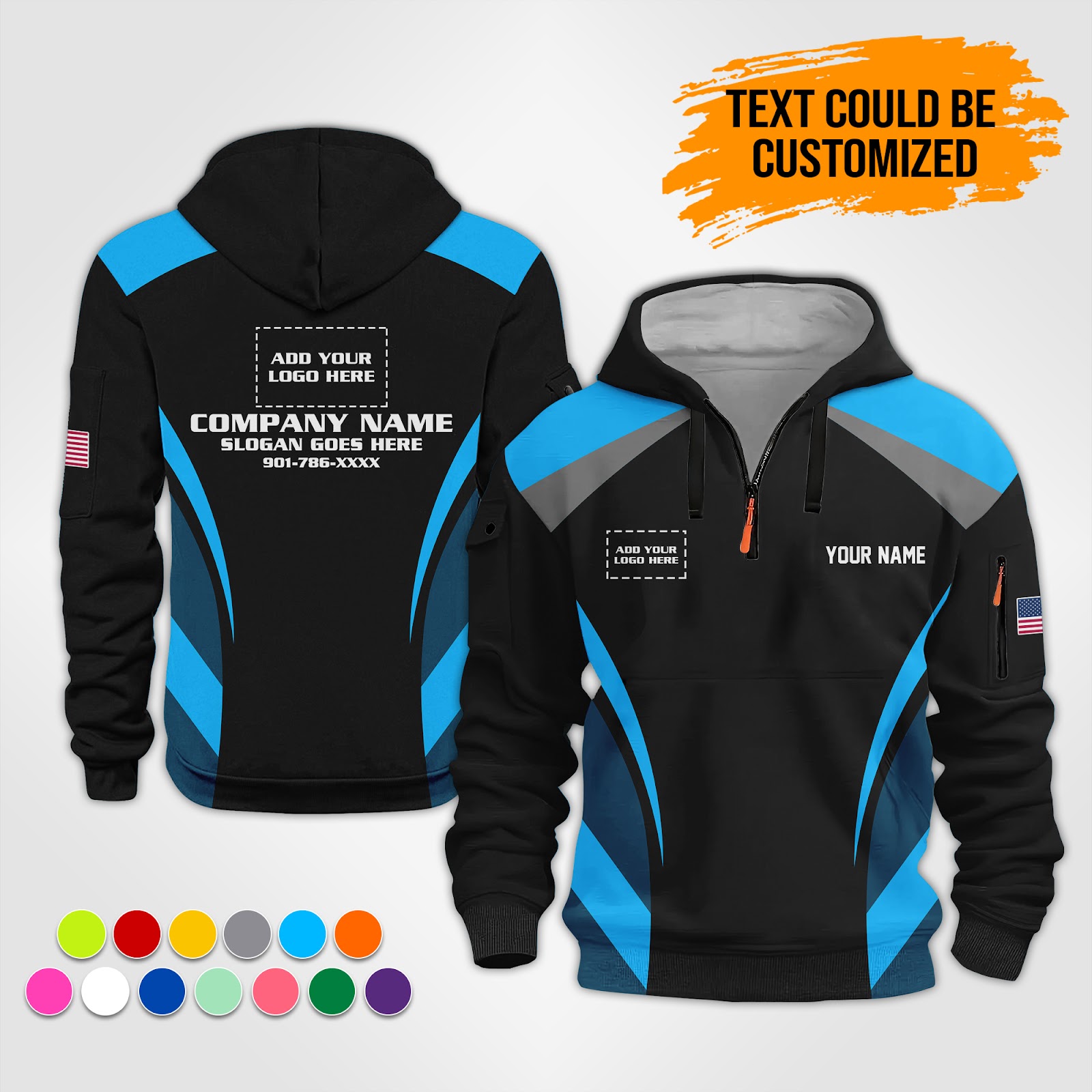 6058345-personalized-name-and-color-uniform-3d-quarter-zip-hoodie-op842-5.jpg Custom Uniform 3D Quarter Zip Hoodie - photo 5
