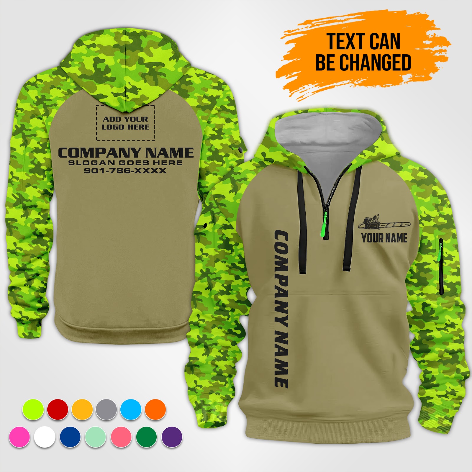 Custom Tree Service 3D Quarter Zip Hoodie