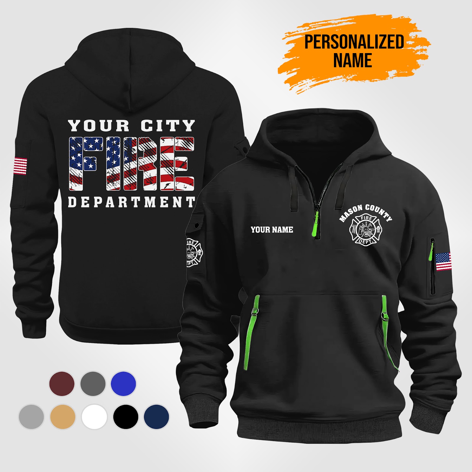 6061584-personalized-name-love-firefighter-3d-printed-quarter-zip-hoodie-pc408-2.jpg Custom Love Firefighter 3D Printed Quarter Zip - photo 2