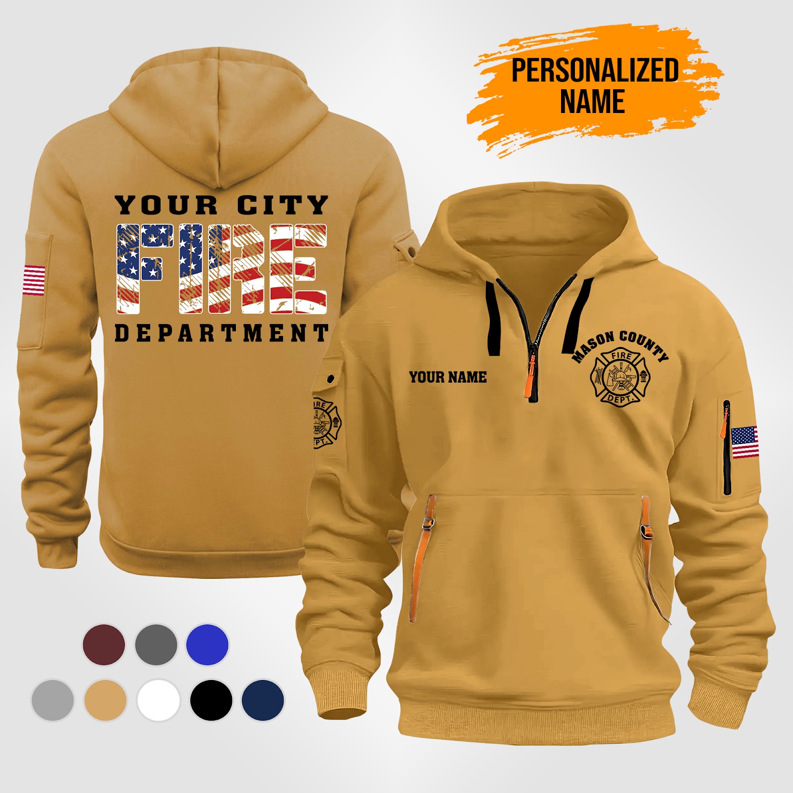 6061584-personalized-name-love-firefighter-3d-printed-quarter-zip-hoodie-pc408-3.jpg Custom Love Firefighter 3D Printed Quarter Zip - photo 3