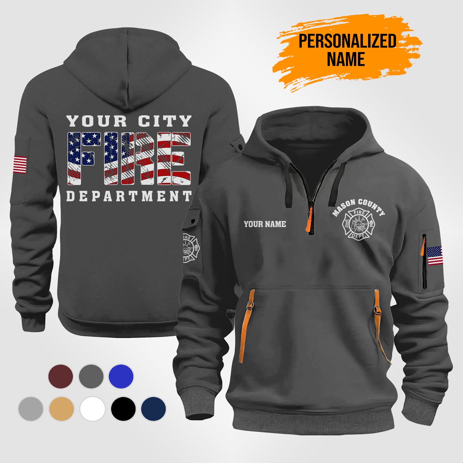 6061584-personalized-name-love-firefighter-3d-printed-quarter-zip-hoodie-pc408-4.jpg Custom Love Firefighter 3D Printed Quarter Zip - photo 4