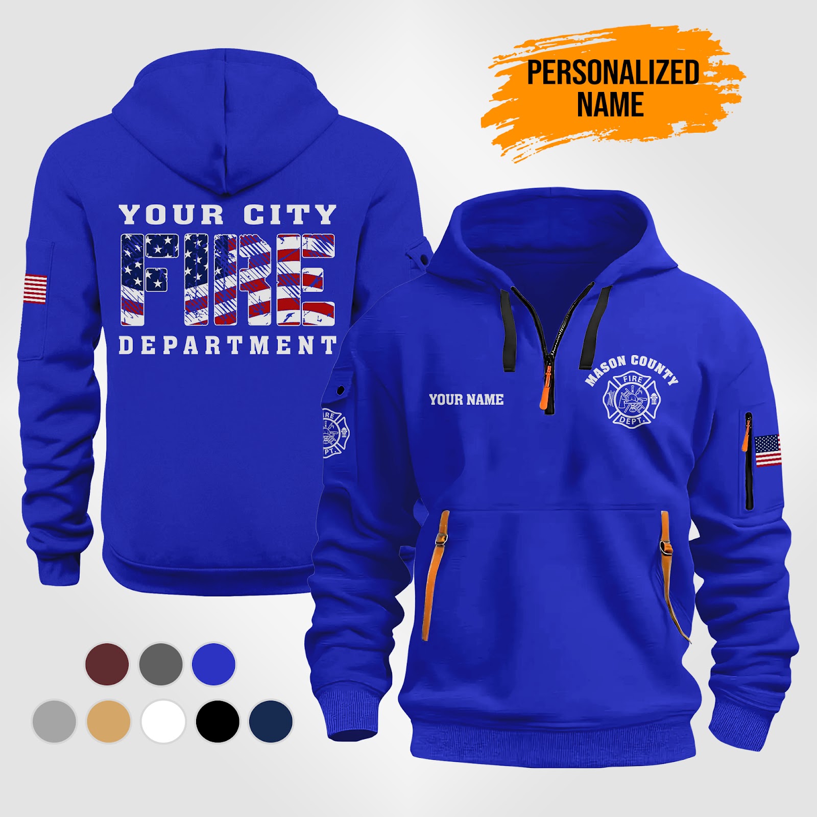 6061584-personalized-name-love-firefighter-3d-printed-quarter-zip-hoodie-pc408-5.jpg Custom Love Firefighter 3D Printed Quarter Zip - photo 5