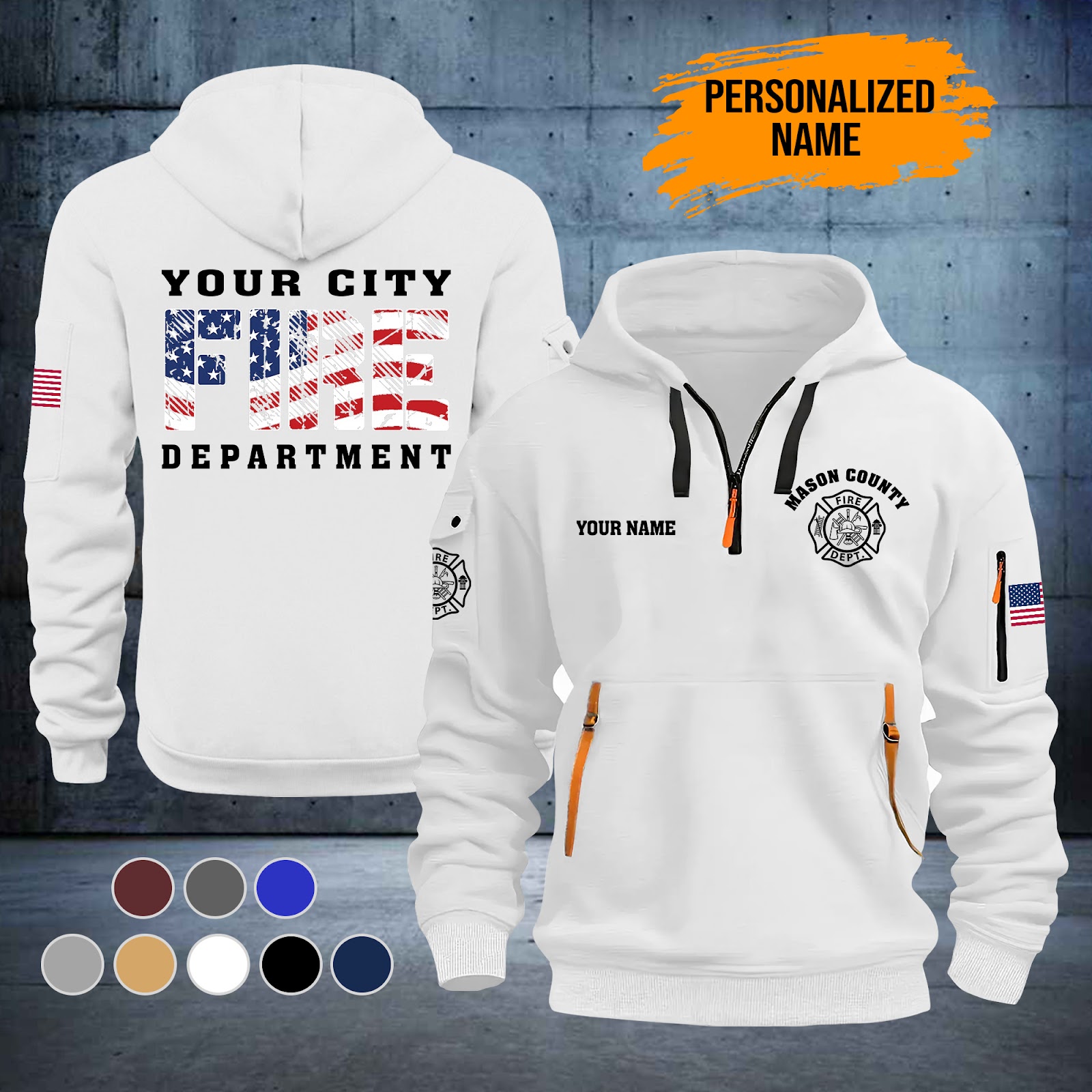 6061584-personalized-name-love-firefighter-3d-printed-quarter-zip-hoodie-pc408-8.jpg Custom Love Firefighter 3D Printed Quarter Zip - photo 8