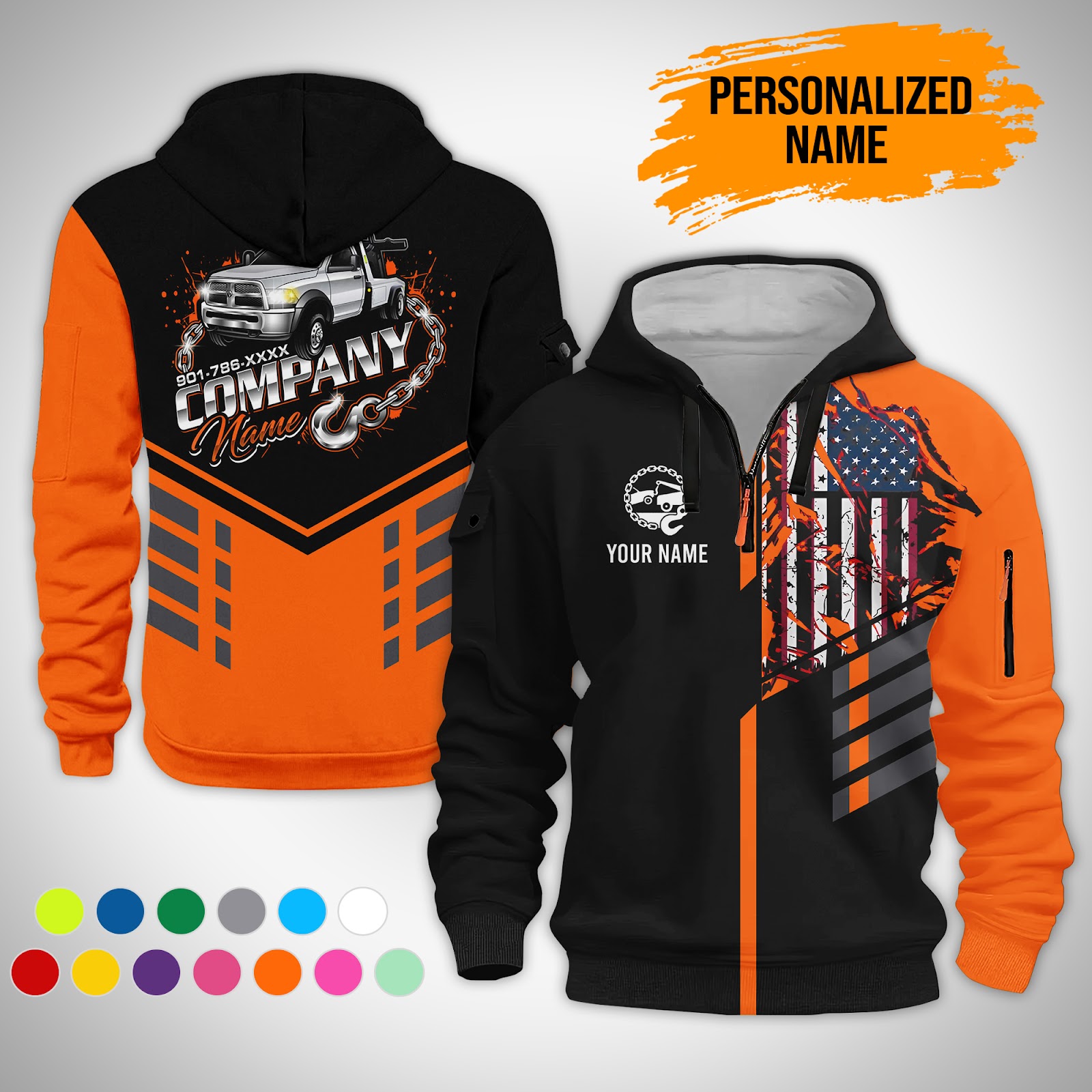 6063060-personalized-name-tow-truck-3d-printed-quarter-zip-hoodie-gl91-6.jpg Custom Tow Truck 3D Printed Quarter Zip Hoodie - photo 6