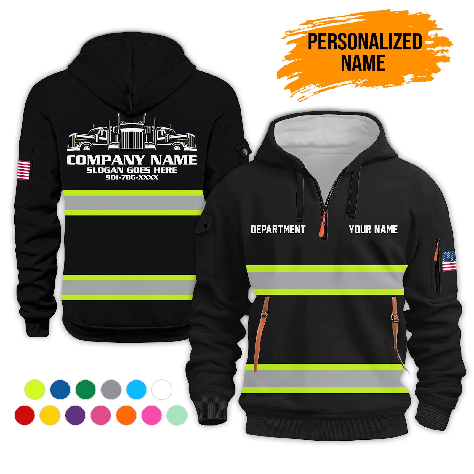 Custom Trucking 3D Printed Quarter Zip Hoodie