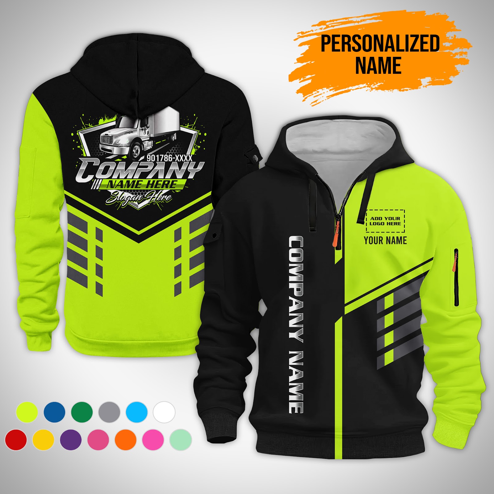 Custom Box Truck 3D Quarter Zip Hoodie