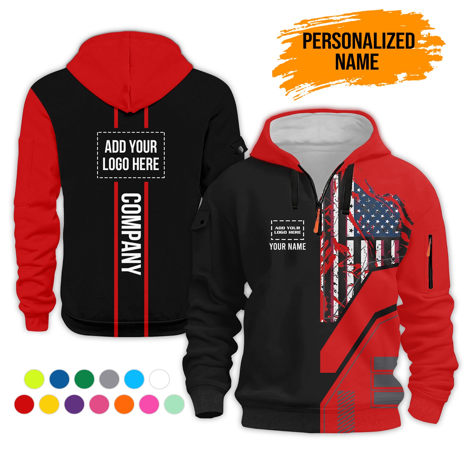 Custom Uniform 3D Quarter Zip Hoodie - photo 2