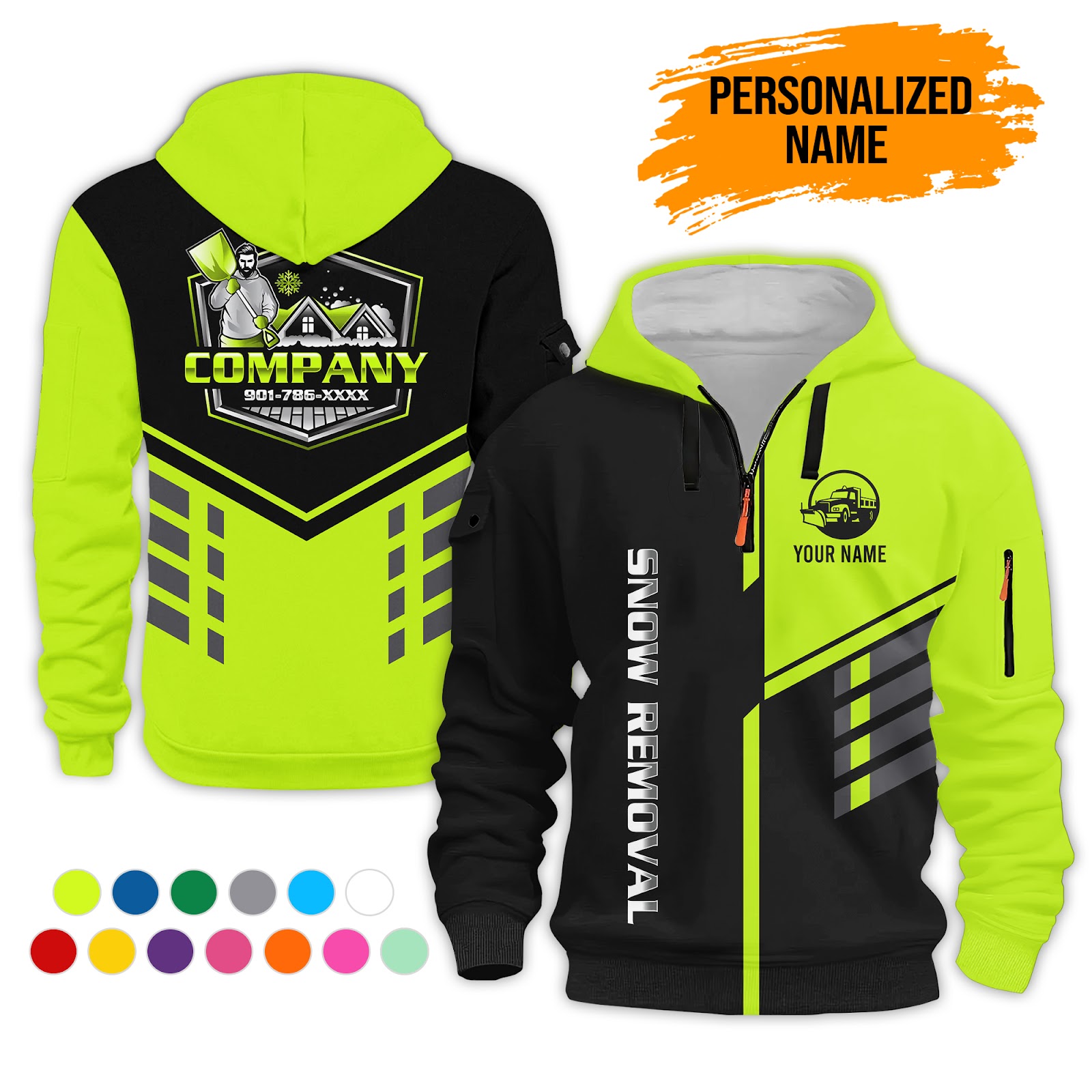 Custom Snow Removal 3D Quarter Zip Hoodie