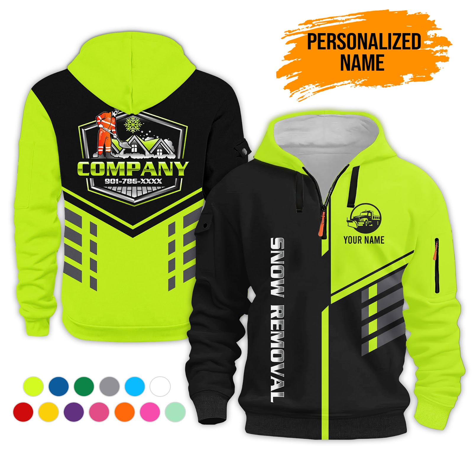 Custom Snow Removal 3D Quarter Zip Hoodie