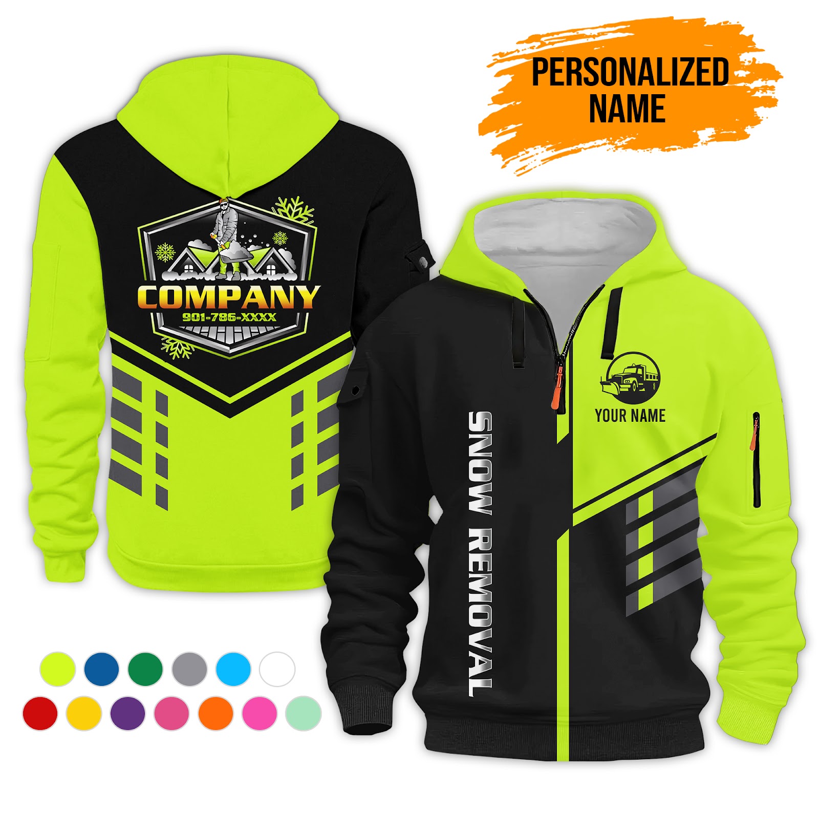 Custom Snow Removal 3D Quarter Zip Hoodie