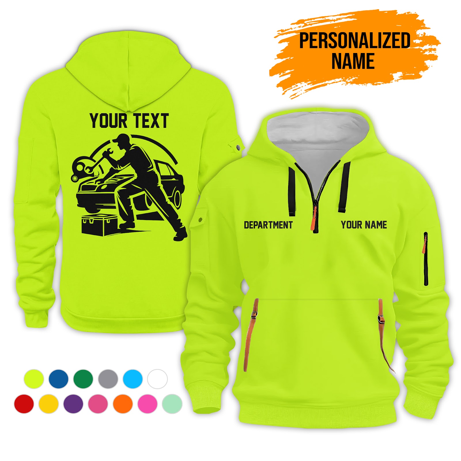 Custom Mechanic 3D Printed Quarter Zip Hoodie