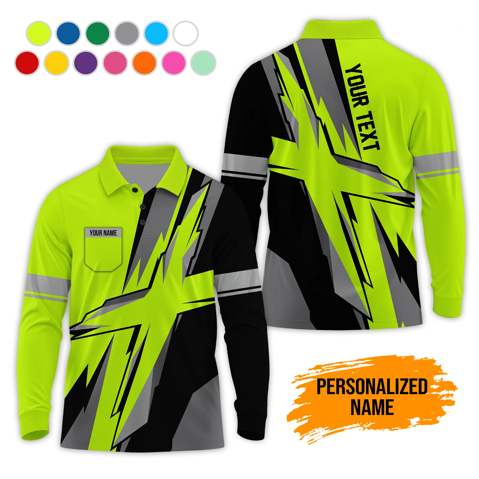 Personalized Name Fall Workwear Polo Sleeve Shirt GL853