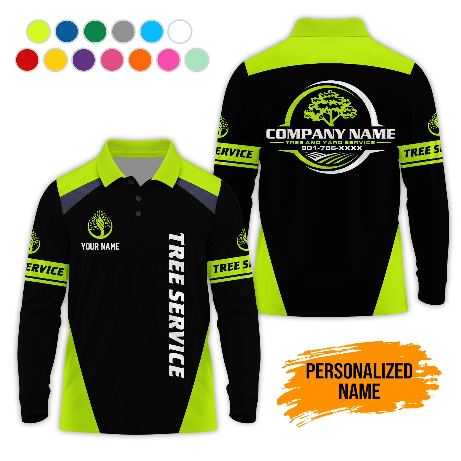 Personalized Name Tree Service Polo Sleeve Shirt GL858