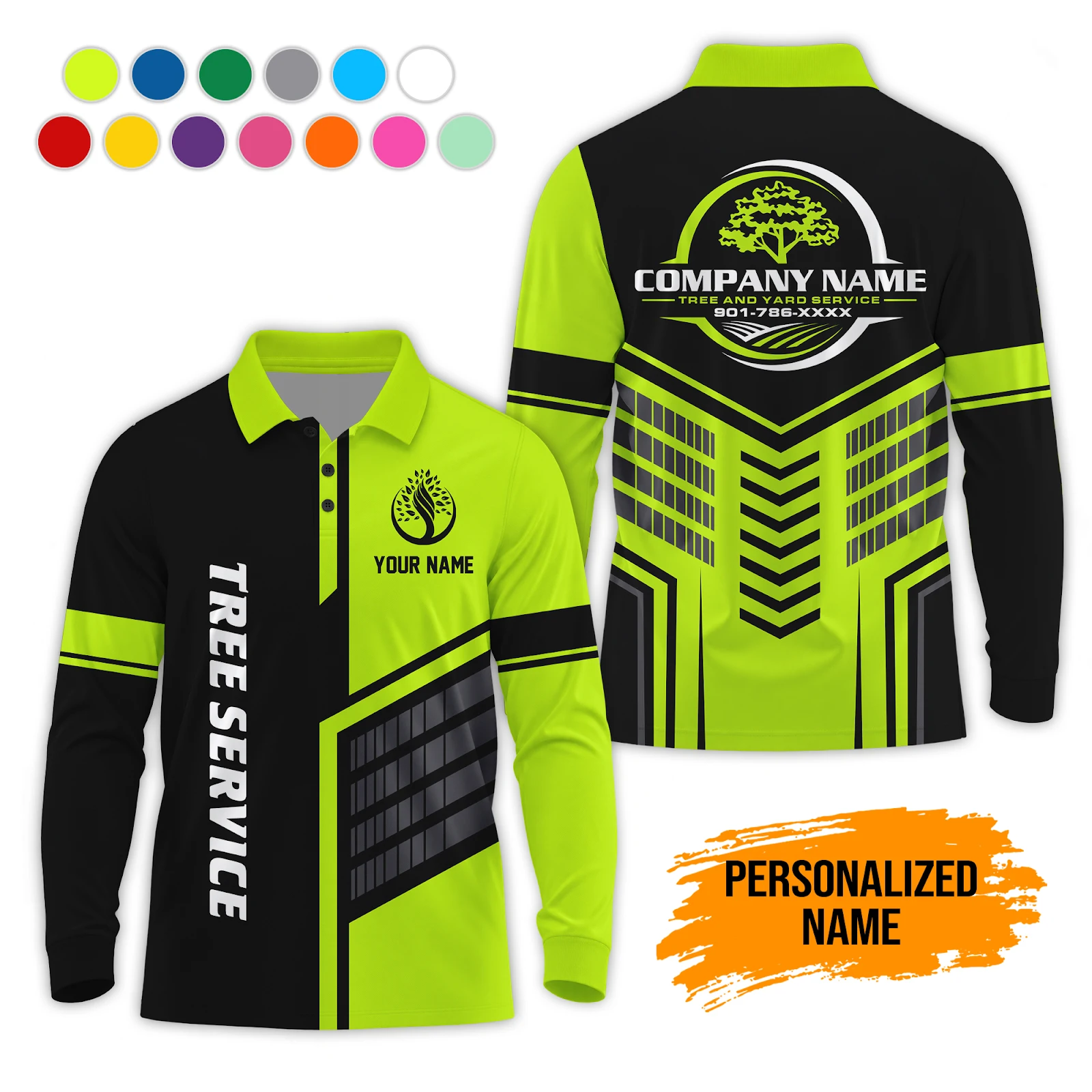 Personalized Name Tree Service Waffle Sweatshirts DA756