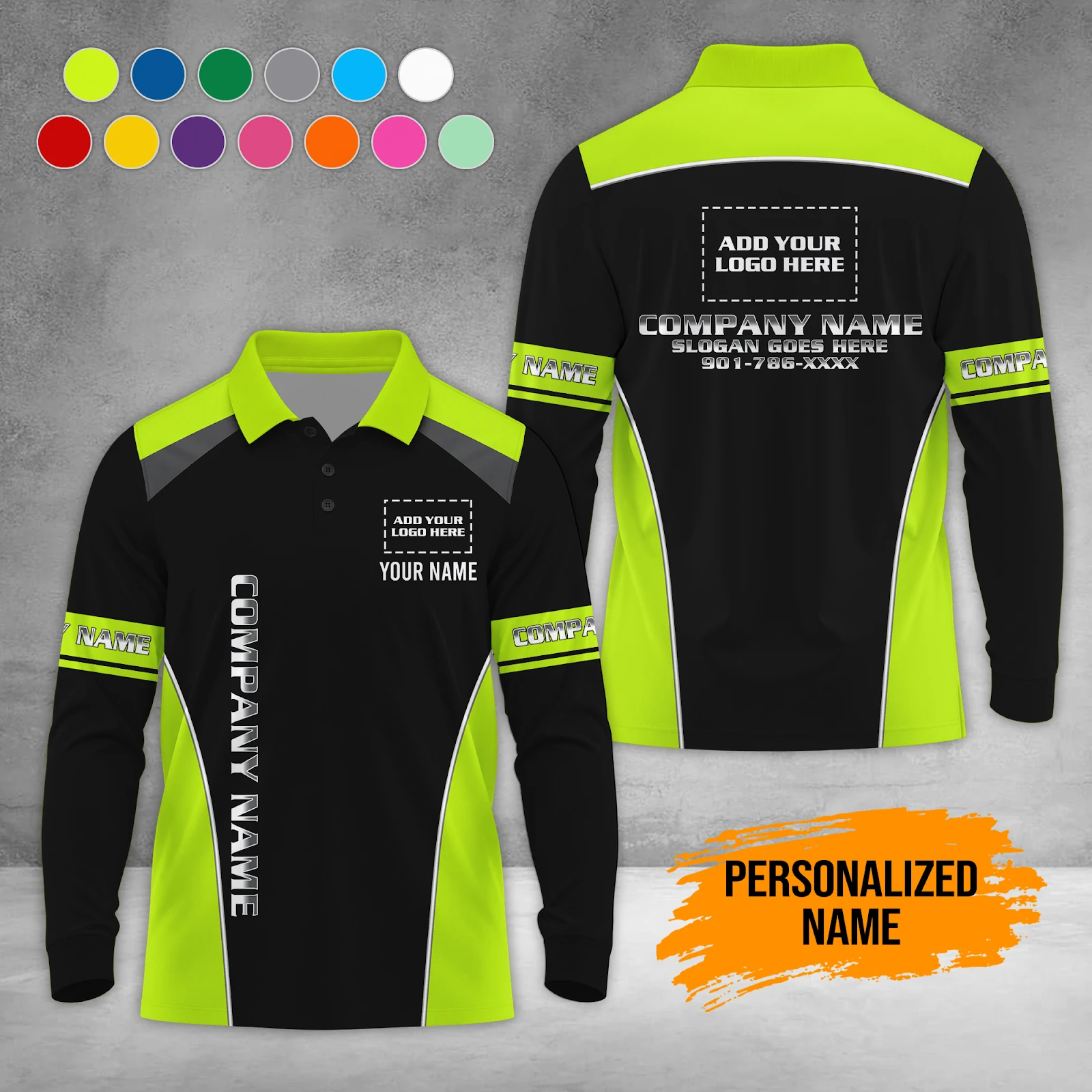 Personalized Name Custom Work Shirt for Mechanics, Electricians & HVAC Polo Sleeve Shirt DA768