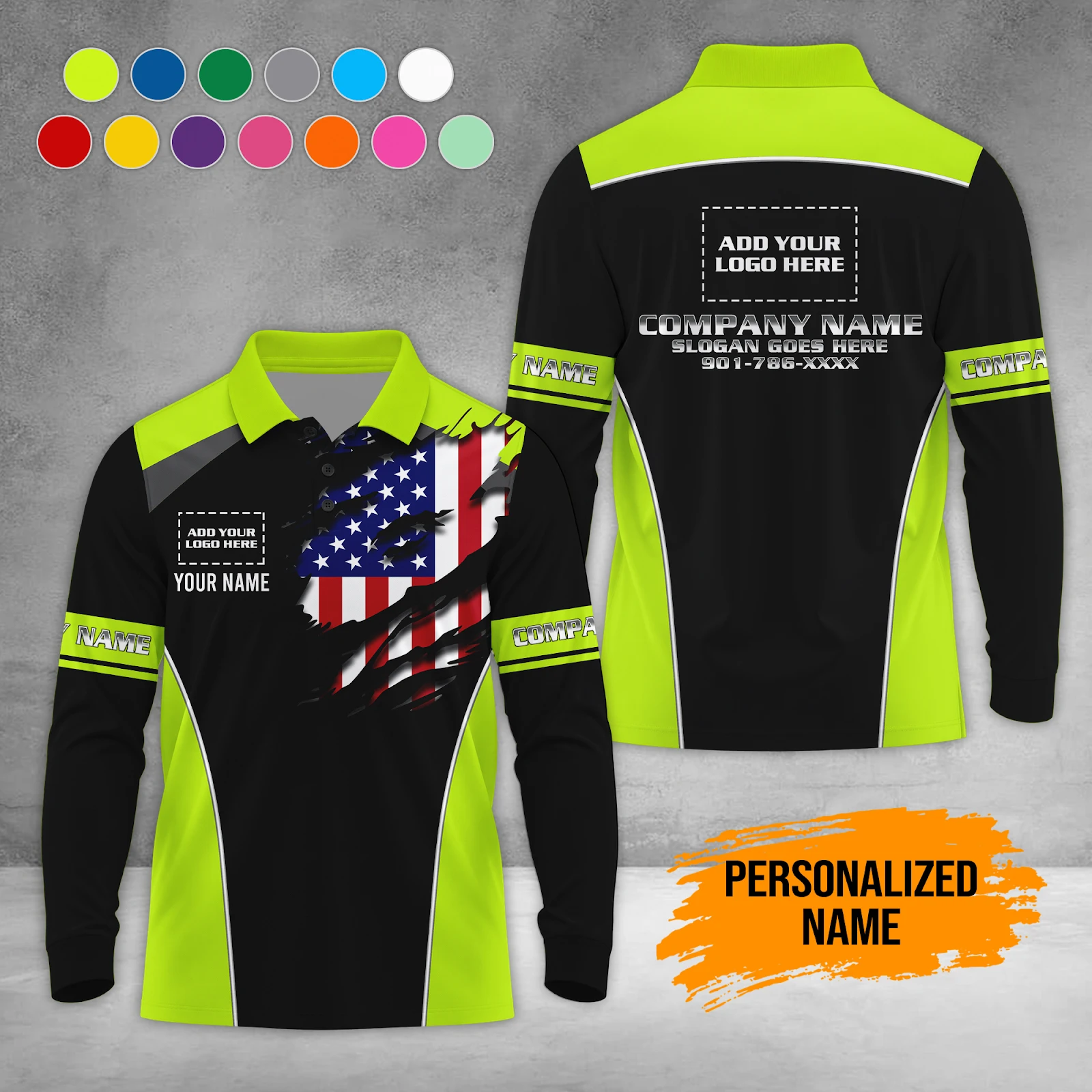 Personalized Name Custom Work Shirt for Mechanics, Electricians & HVAC Polo Sleeve Shirt DA769