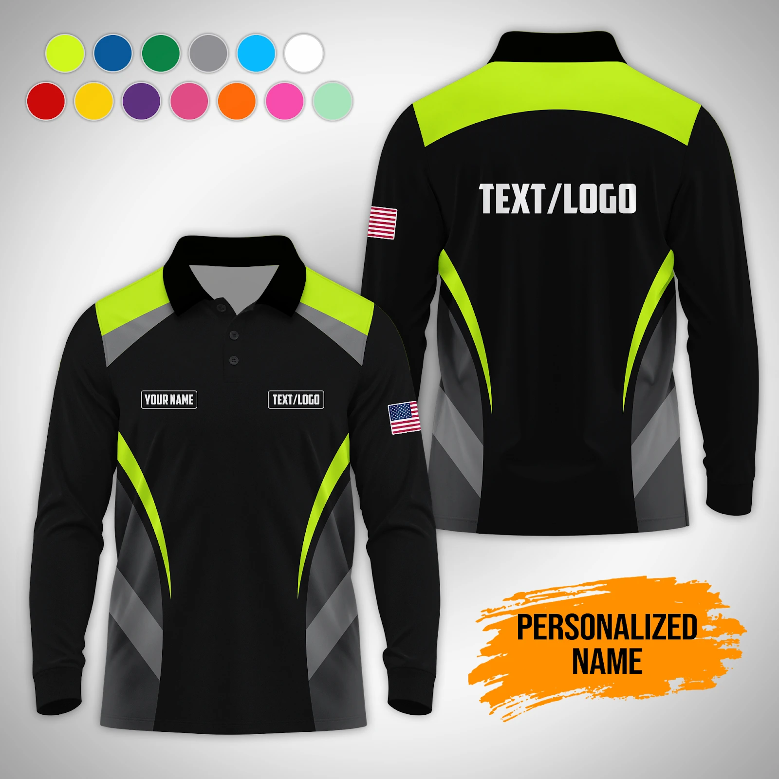 Personalized Name Fall Workwear Polo Sleeve Shirt PM257
