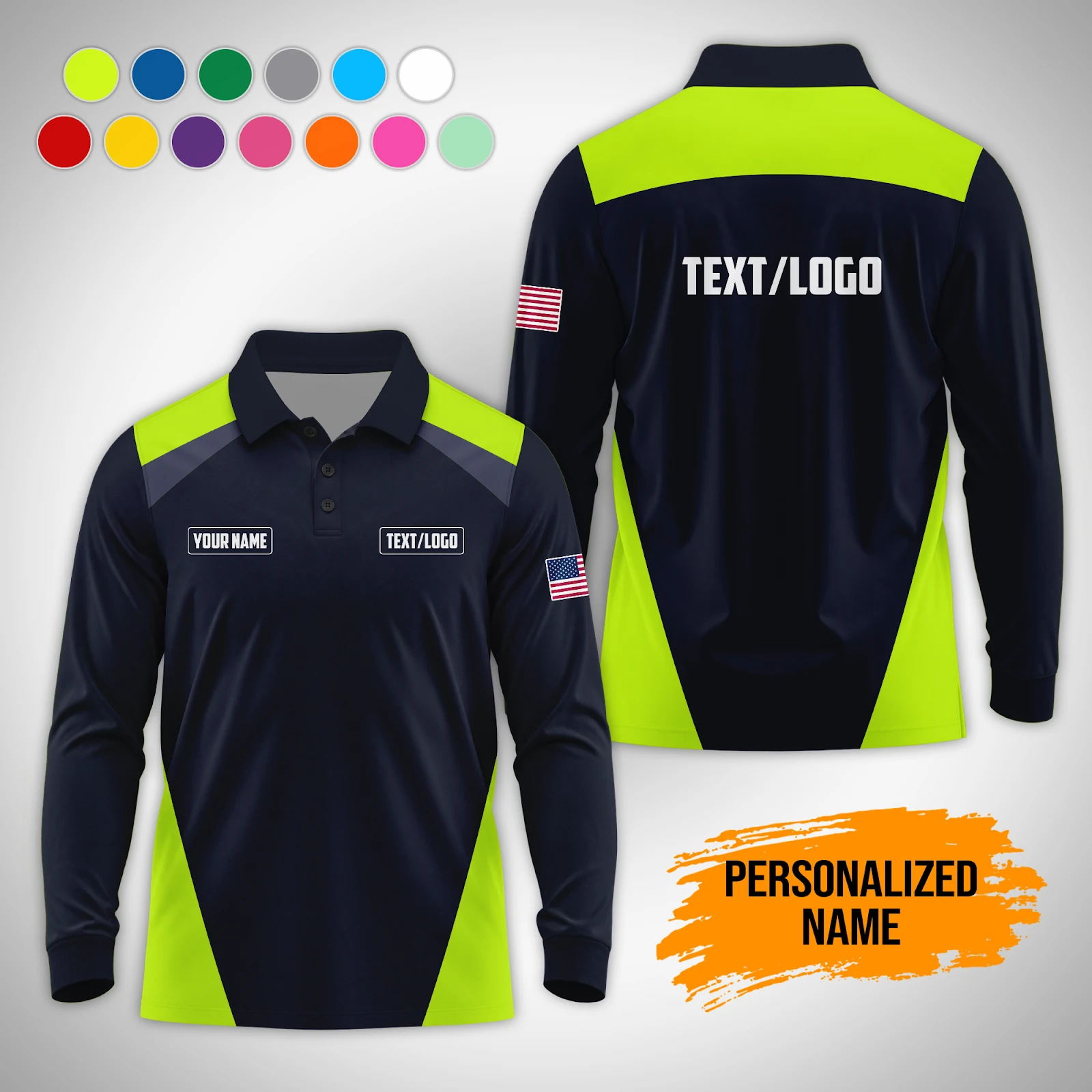 Personalized Name Fall Workwear Polo Sleeve Shirt PM258