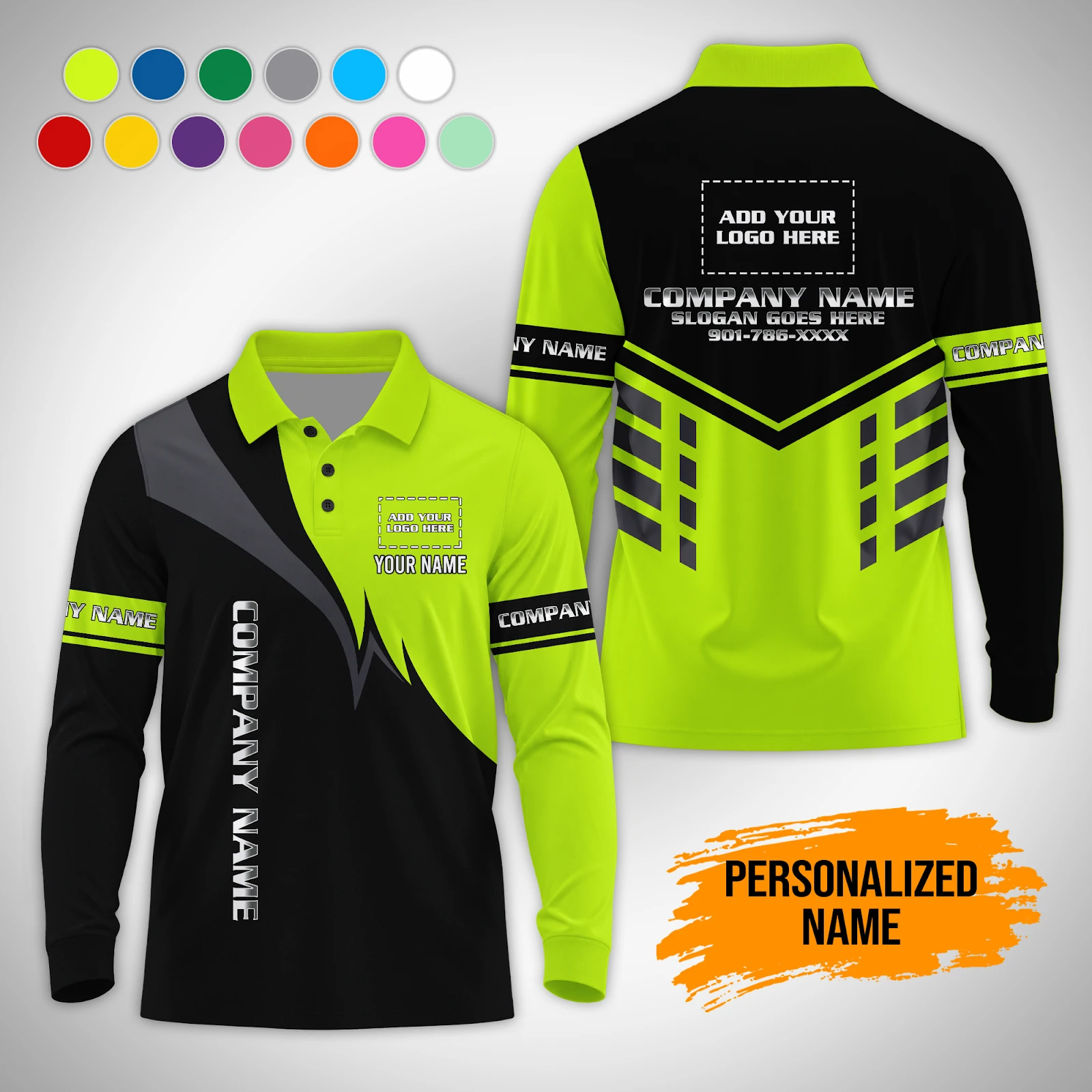 Personalized Name Custom Work Shirt for Mechanics, Electricians & HVAC Polo Sleeve Shirt PM260