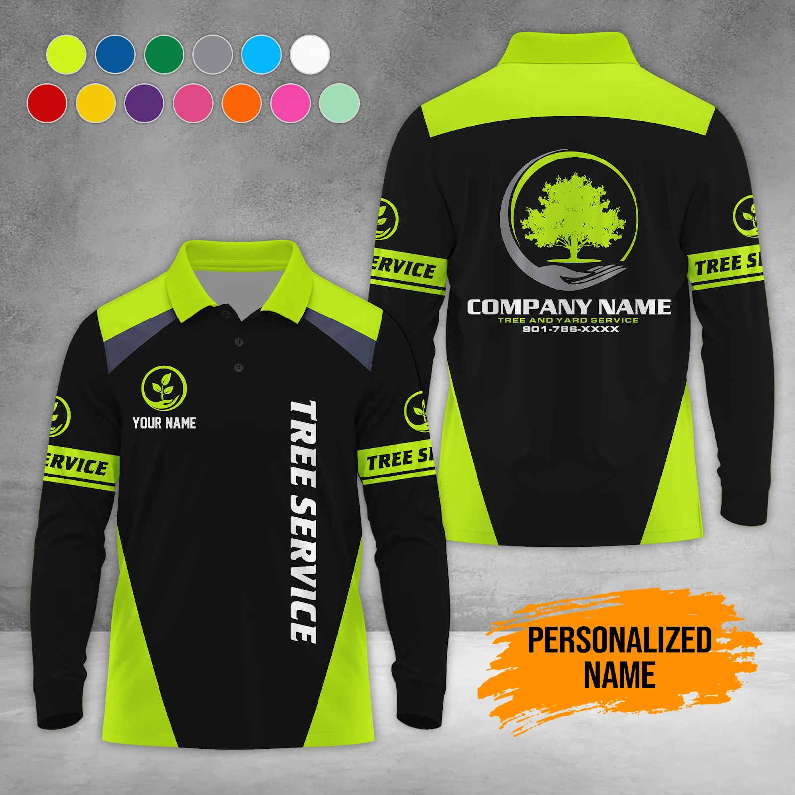 Personalized Name Tree Service 3D Waffle Sweatshirts DA772