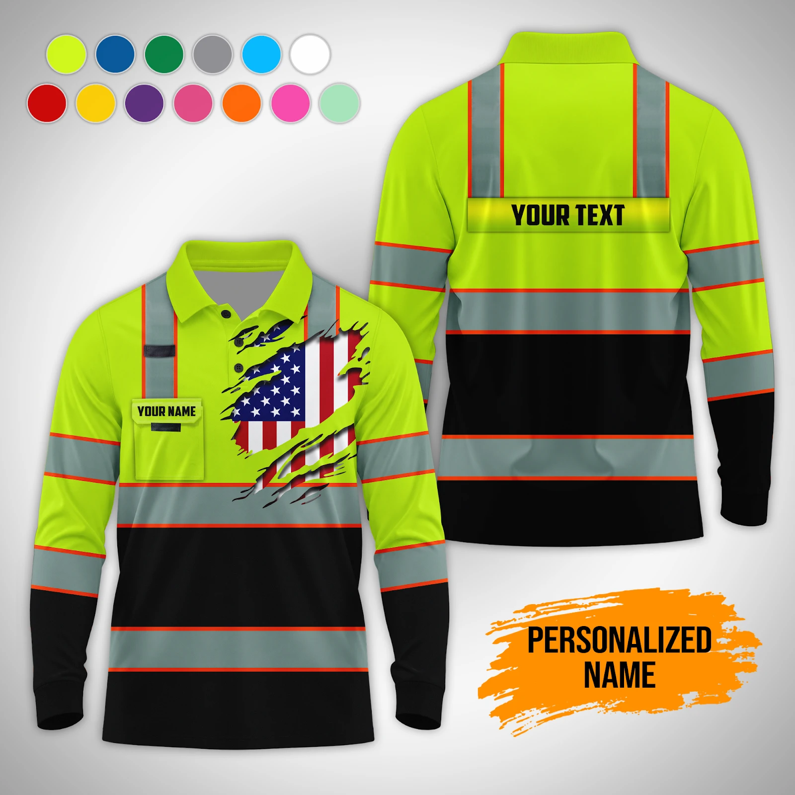 Personalized Name Custom Work Shirt for Mechanics, Electricians & HVAC Polo Sleeve Shirt PM262
