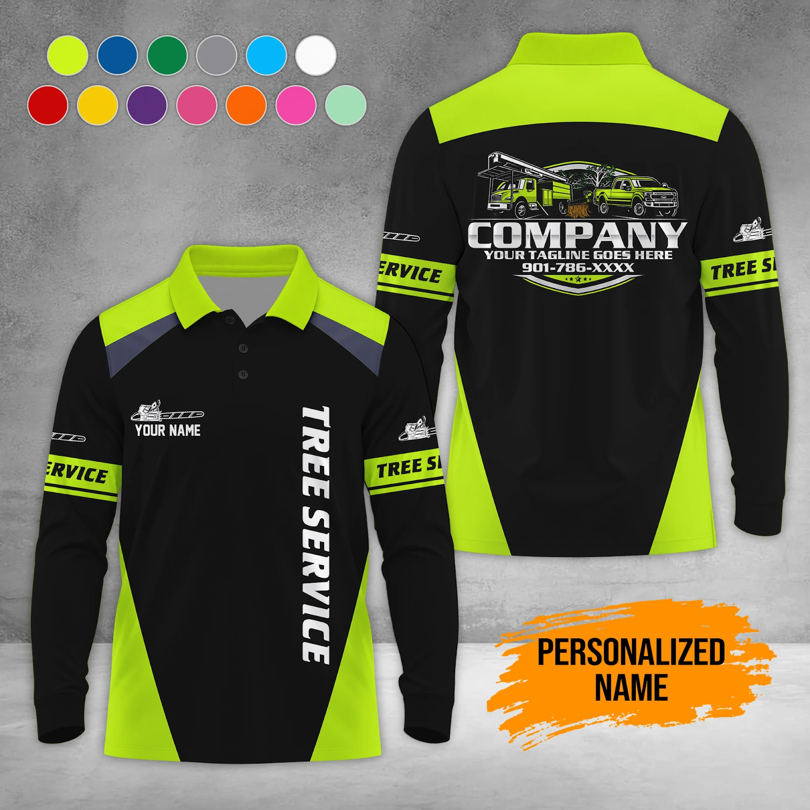 Personalized Name Tree Service 3D Waffle Sweatshirts DA773
