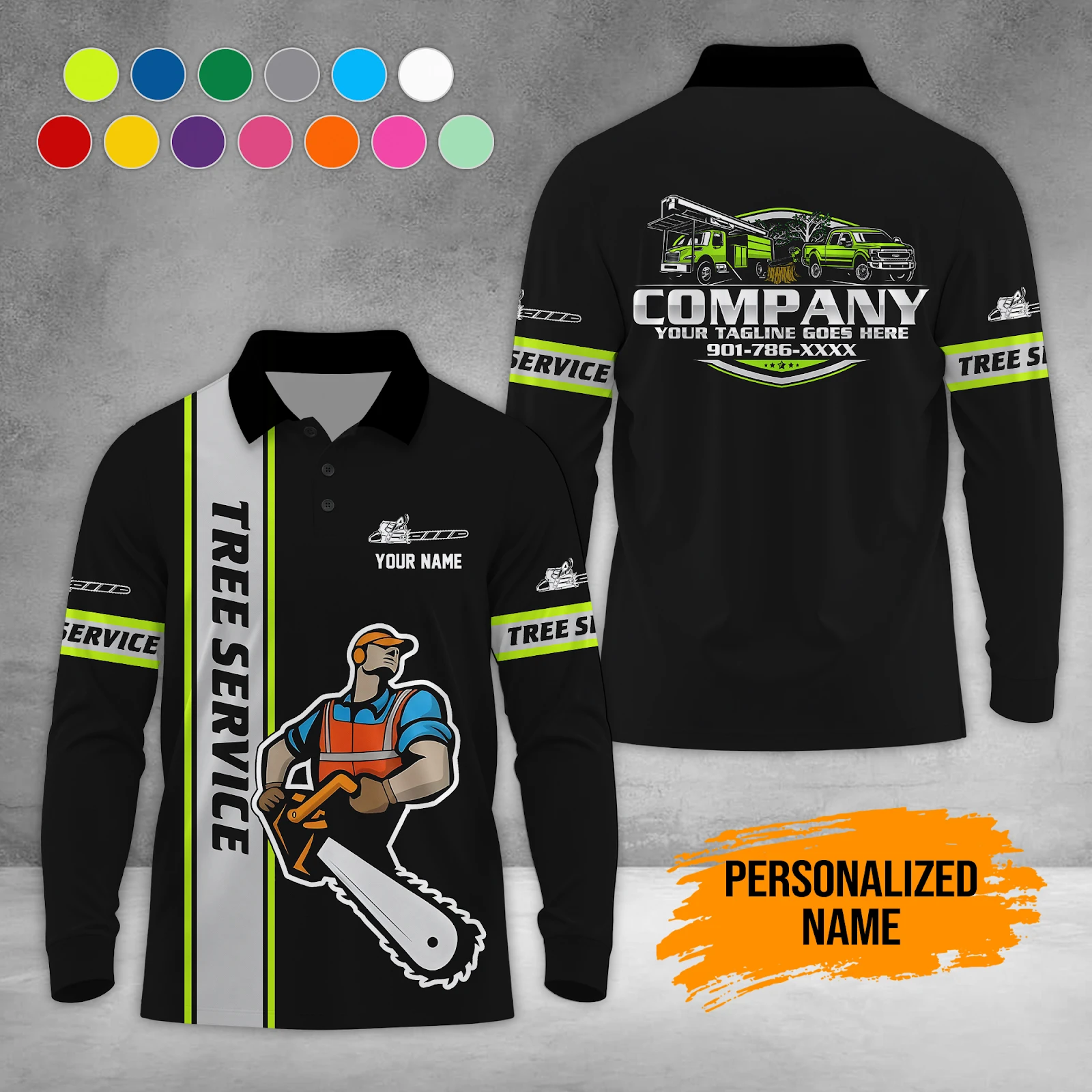 Personalized Name Tree Service 3D Waffle Sweatshirts DA774