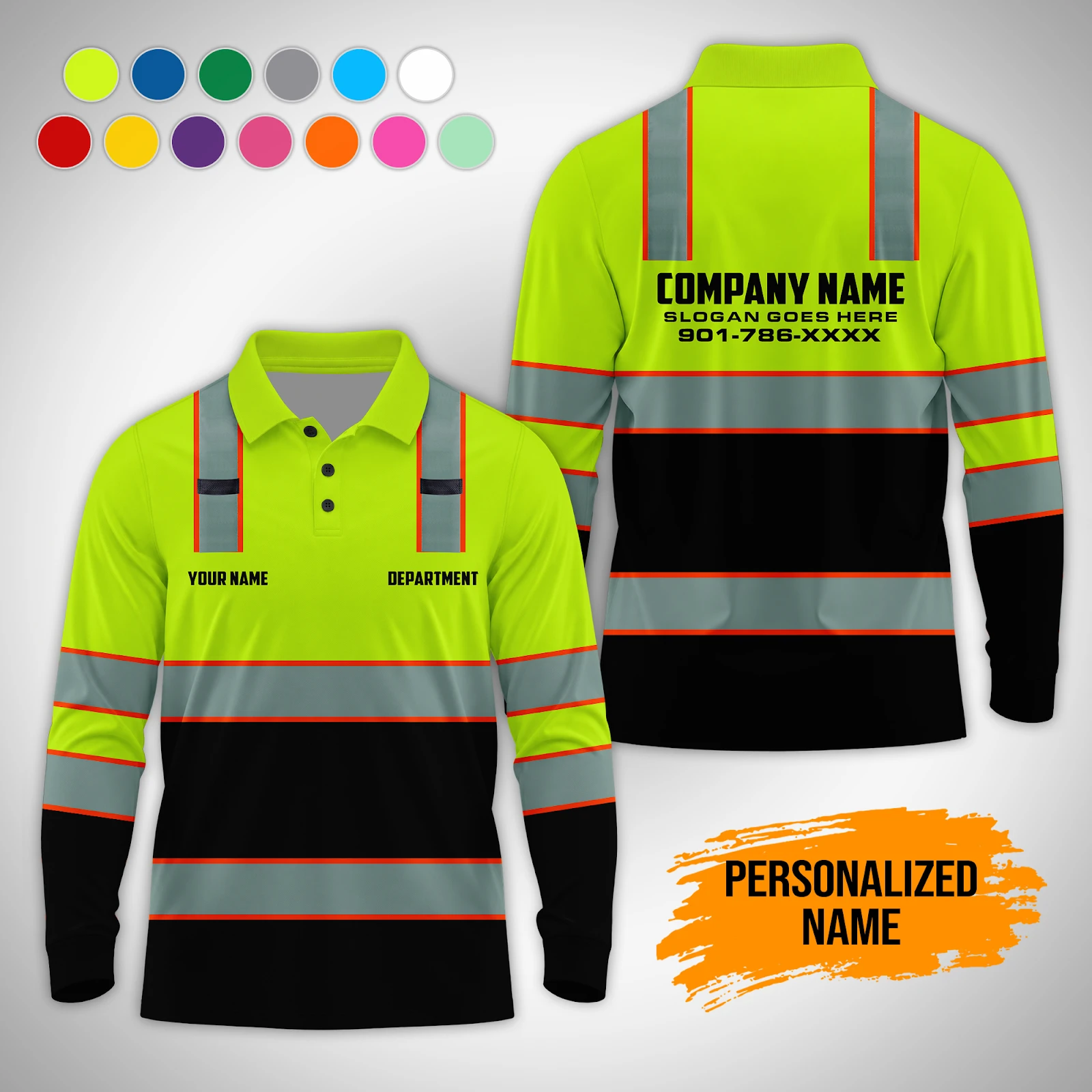 Personalized Name Custom Work Shirt for Mechanics, Electricians & HVAC Polo Sleeve Shirt PM267
