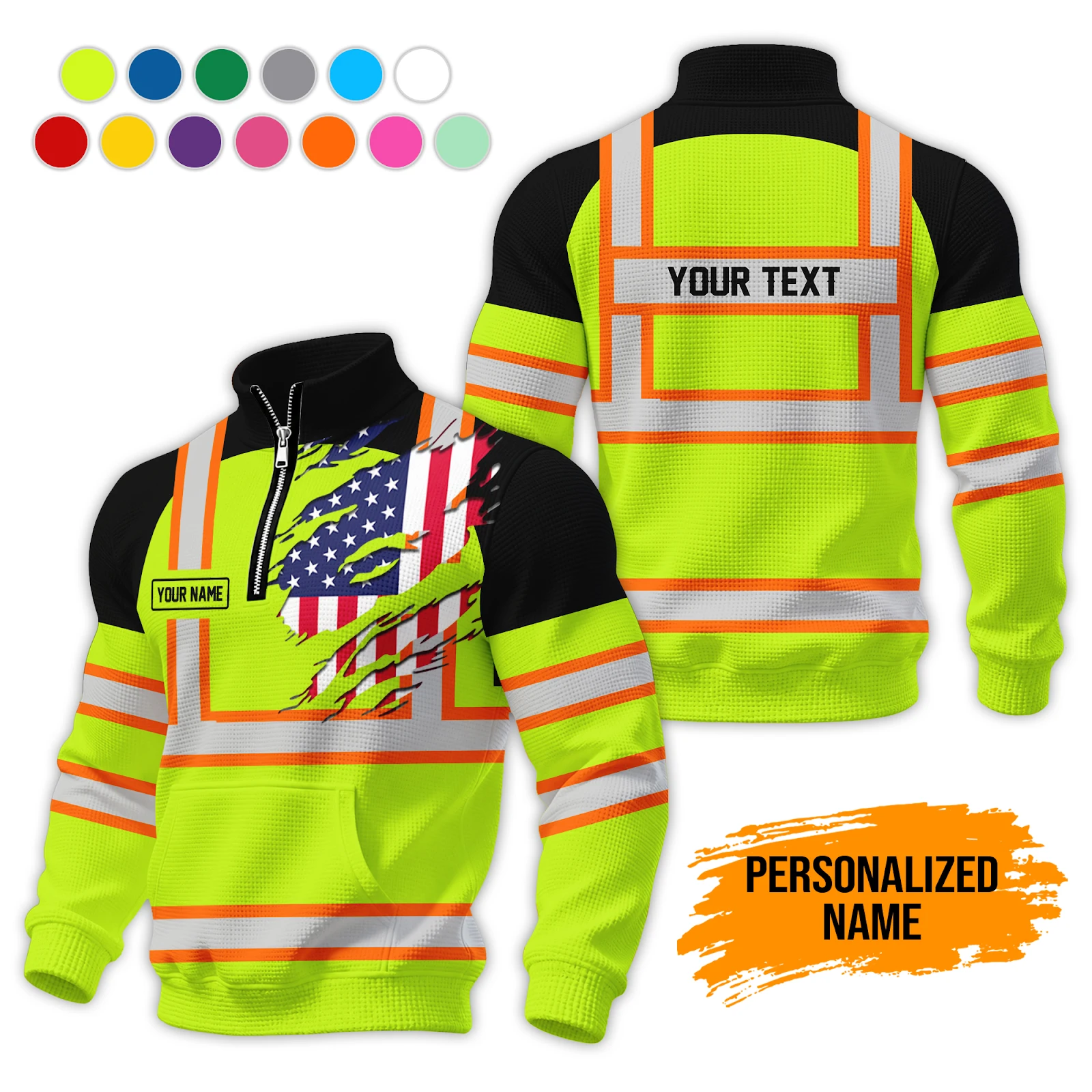 Customized Name And Text Uniform 3D Printed Waffle Sweatshirts DA778