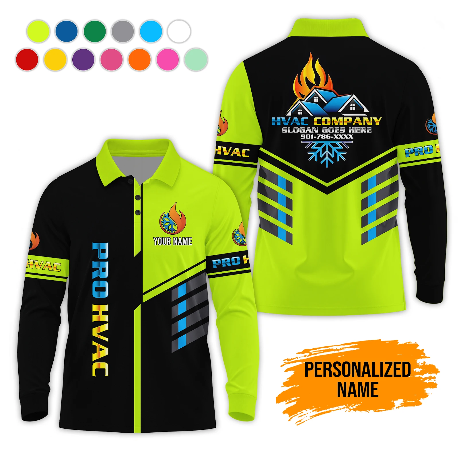 Personalized Name HVAC Polo Sleeve Shirt GL882