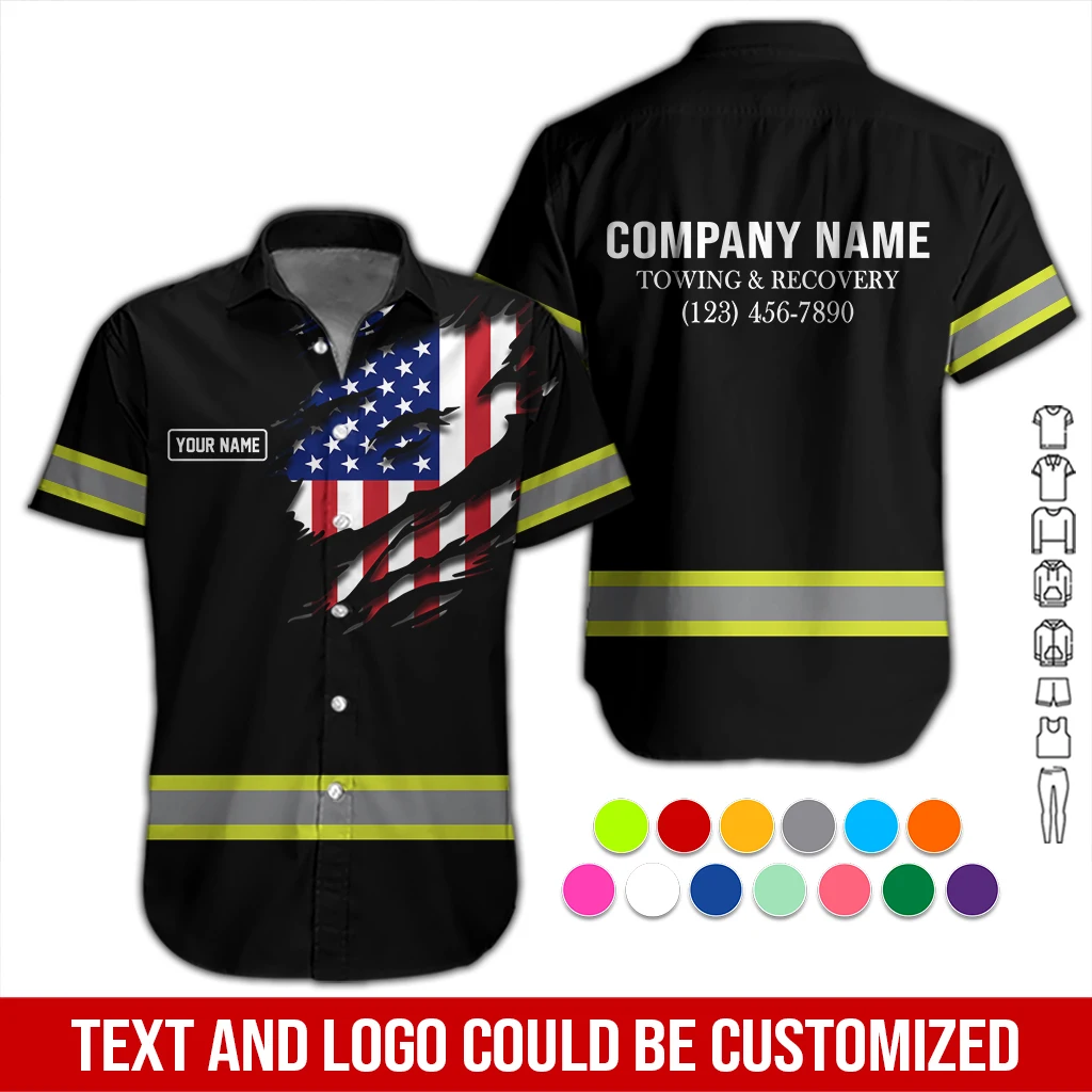 Customized Text And Color Towing Services All Over Printed Clothes DA802