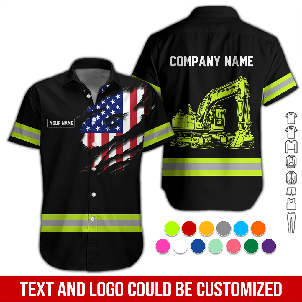 Customized Text And Color Excavator Operator All Over Printed Clothes DA804