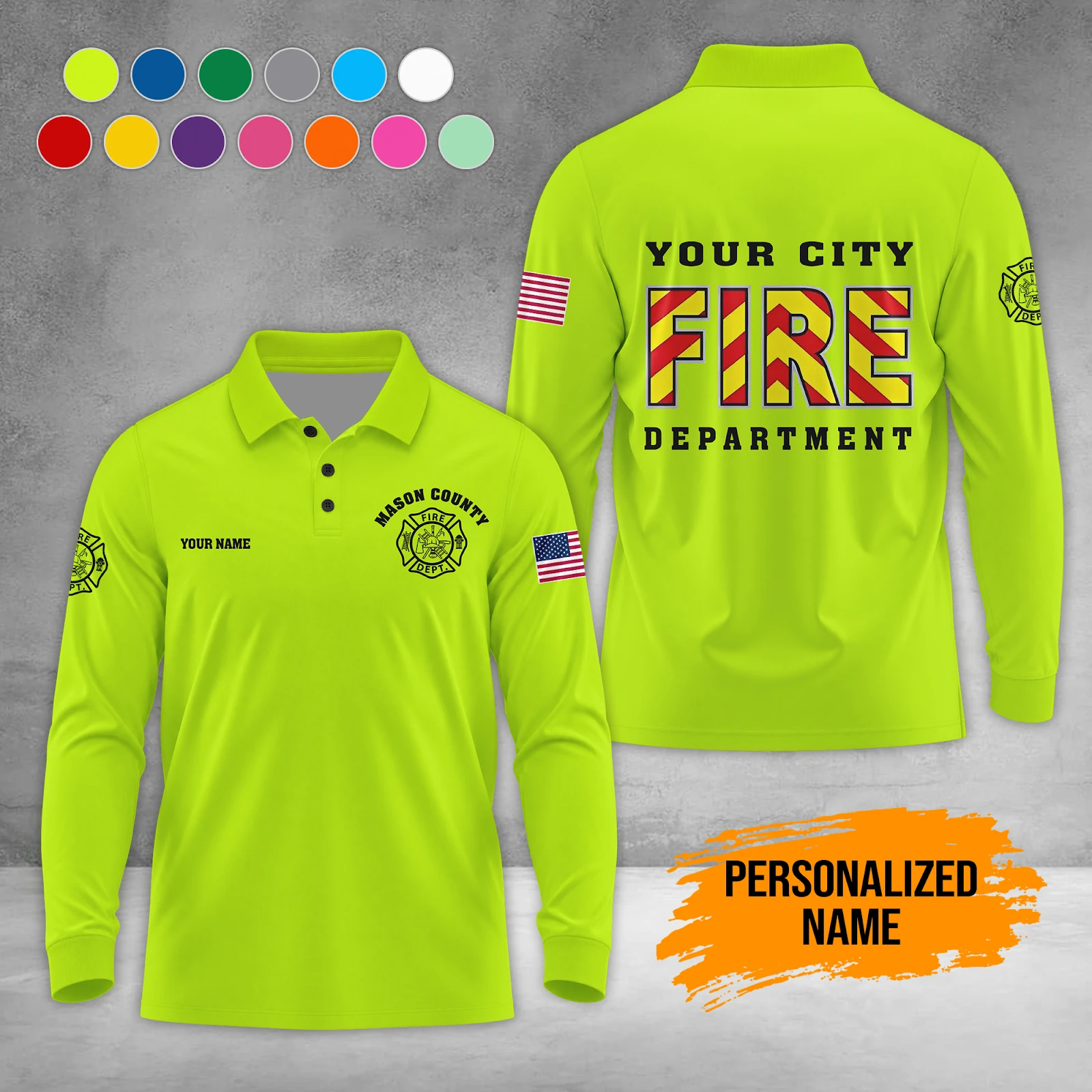 Customized Name, City, Department for Firefighter Waffle Sweatshirts DA812